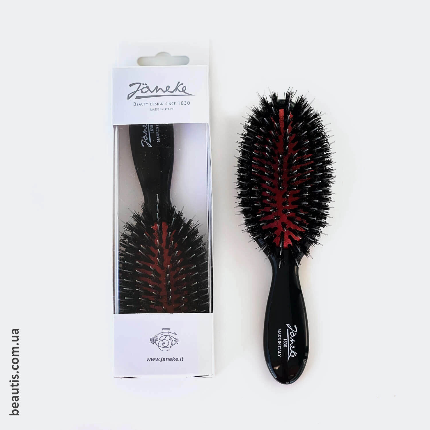 Гребінець Janeke Black Small Brush With Bristles And Nylon