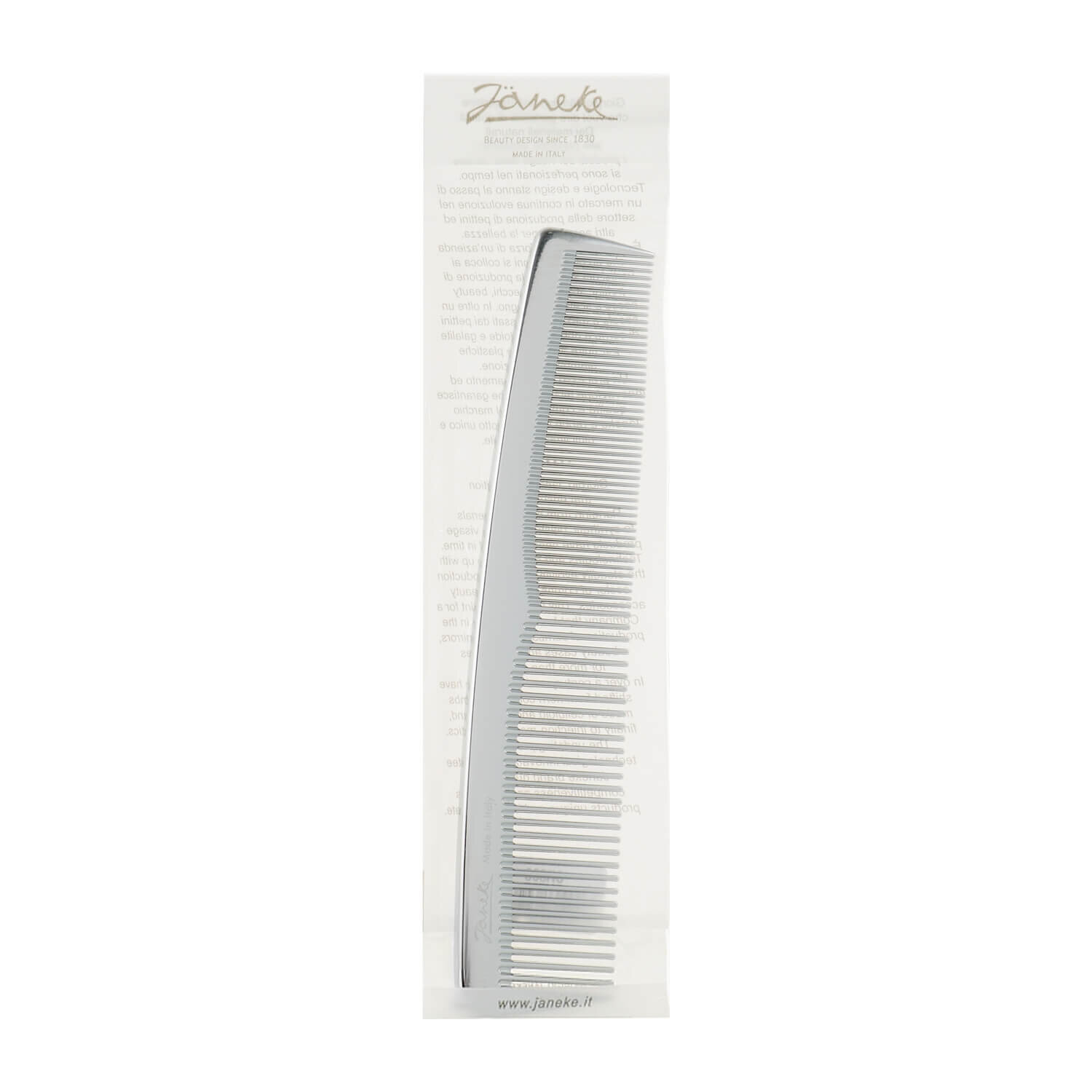 Срібний гребінець для волосся великий Janeke Chrome Toilette Comb Bigger Size