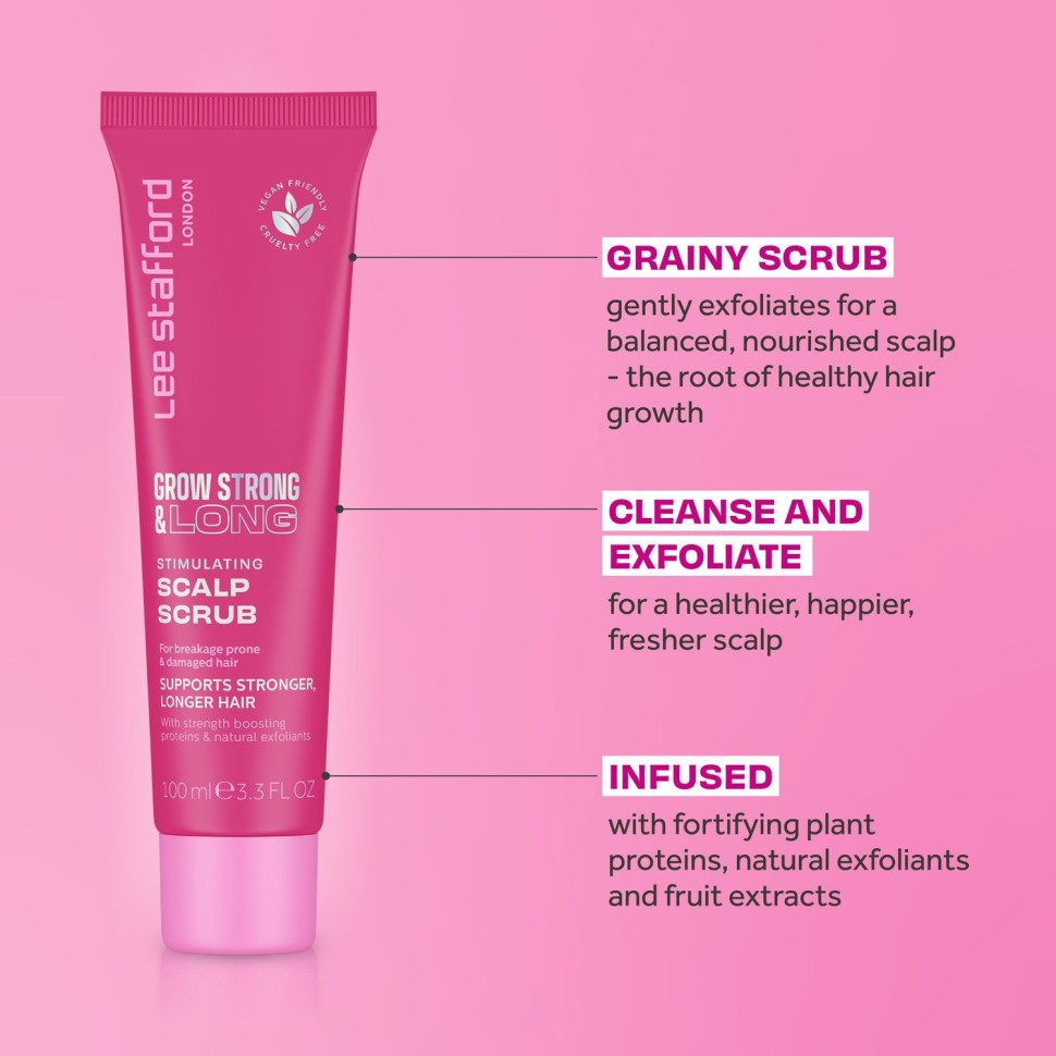 Стимулирующий скраб для кожи головы для усиления роста волос Lee Stafford Grow Strong And Long Stimulating Scalp Scrub