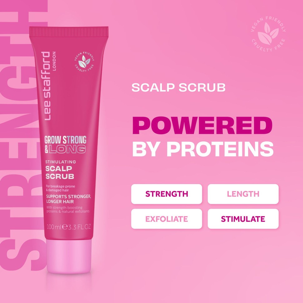 Стимулирующий скраб для кожи головы для усиления роста волос Lee Stafford Grow Strong And Long Stimulating Scalp Scrub