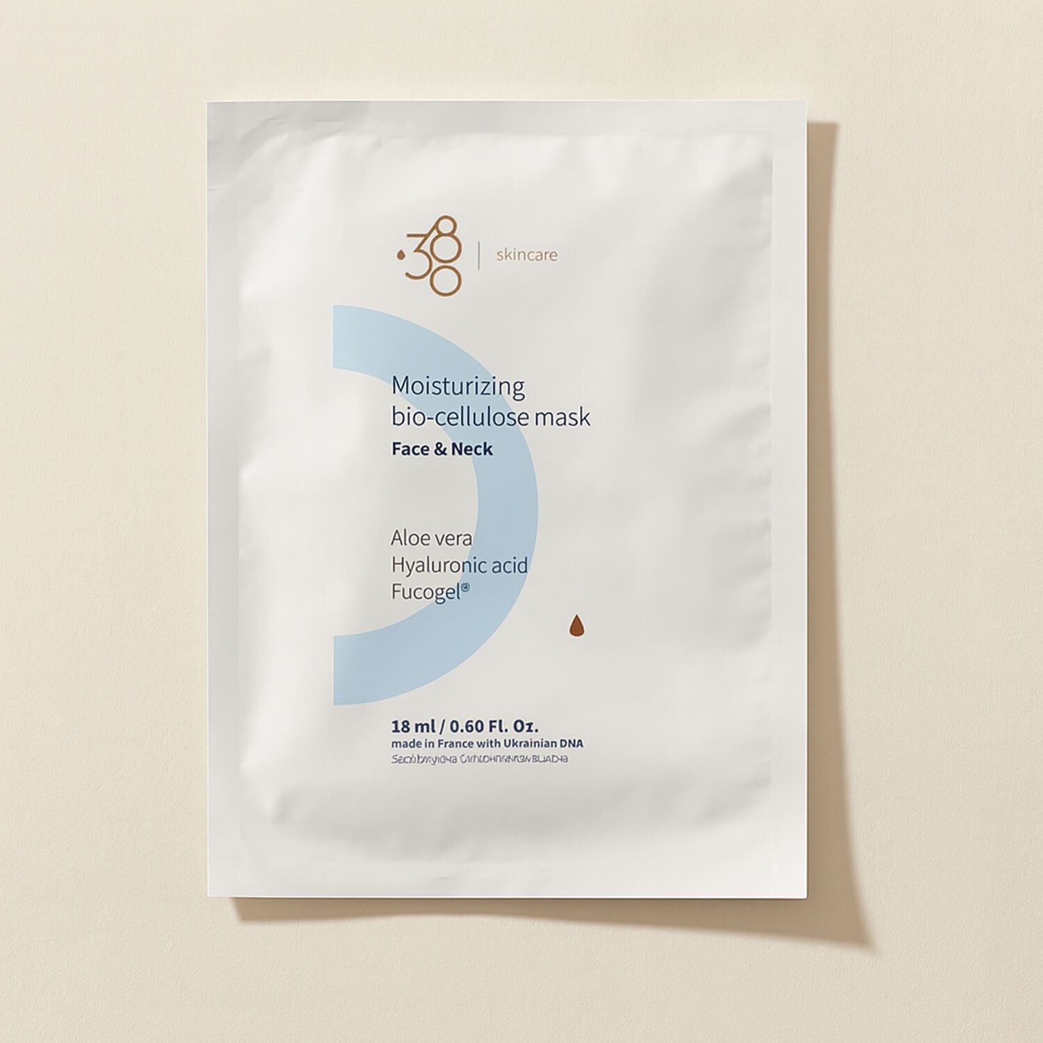 Увлажняющая биоцеллюлозная маска для шеи и лица 380 Skincare Moisturizing Bio-Cellulose Mask