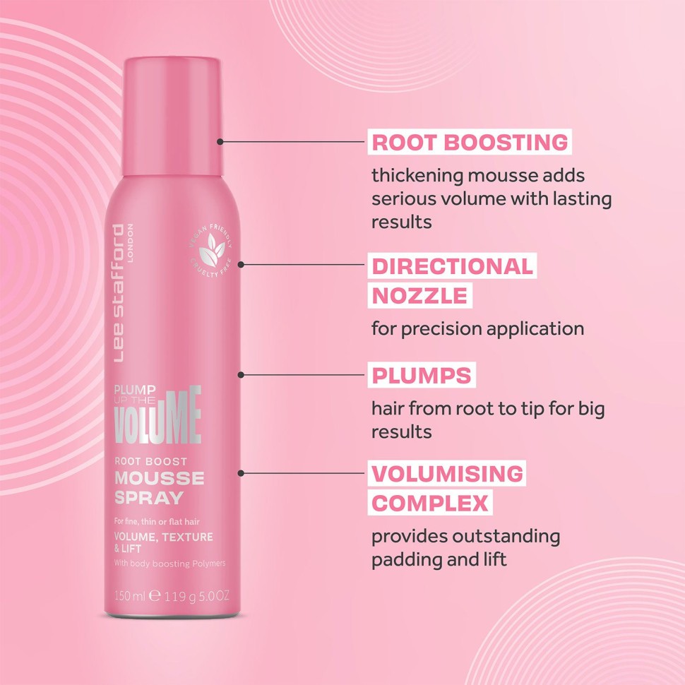 Мус для коренів волосся для надання об'єму Lee Stafford Plump Up The Volume Root Boost Mousse Spray