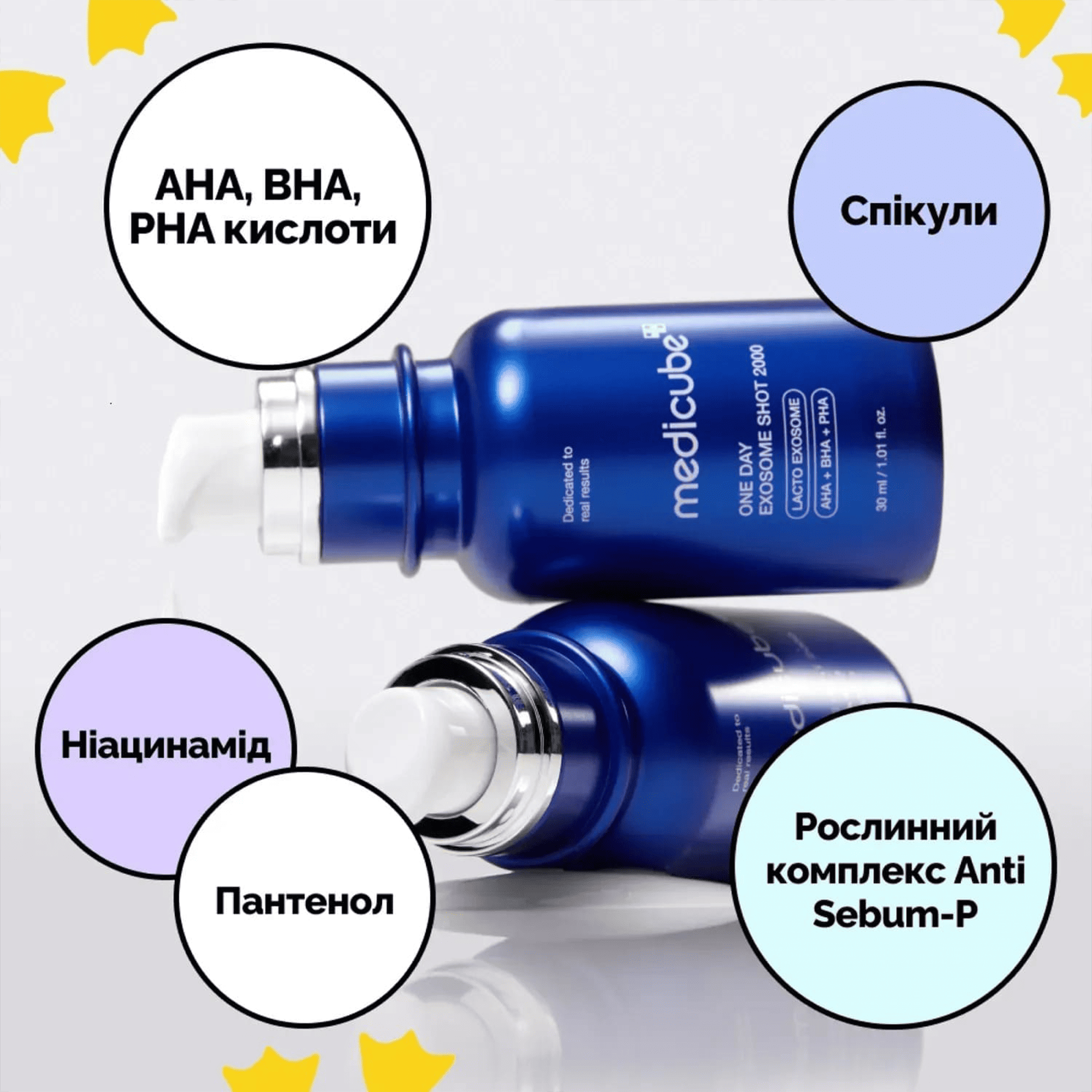Интенсивная сыворотка с экзосомами и спикулами для сужения пор Medicube One Day Exosome Shot Pore Ampoule 7500