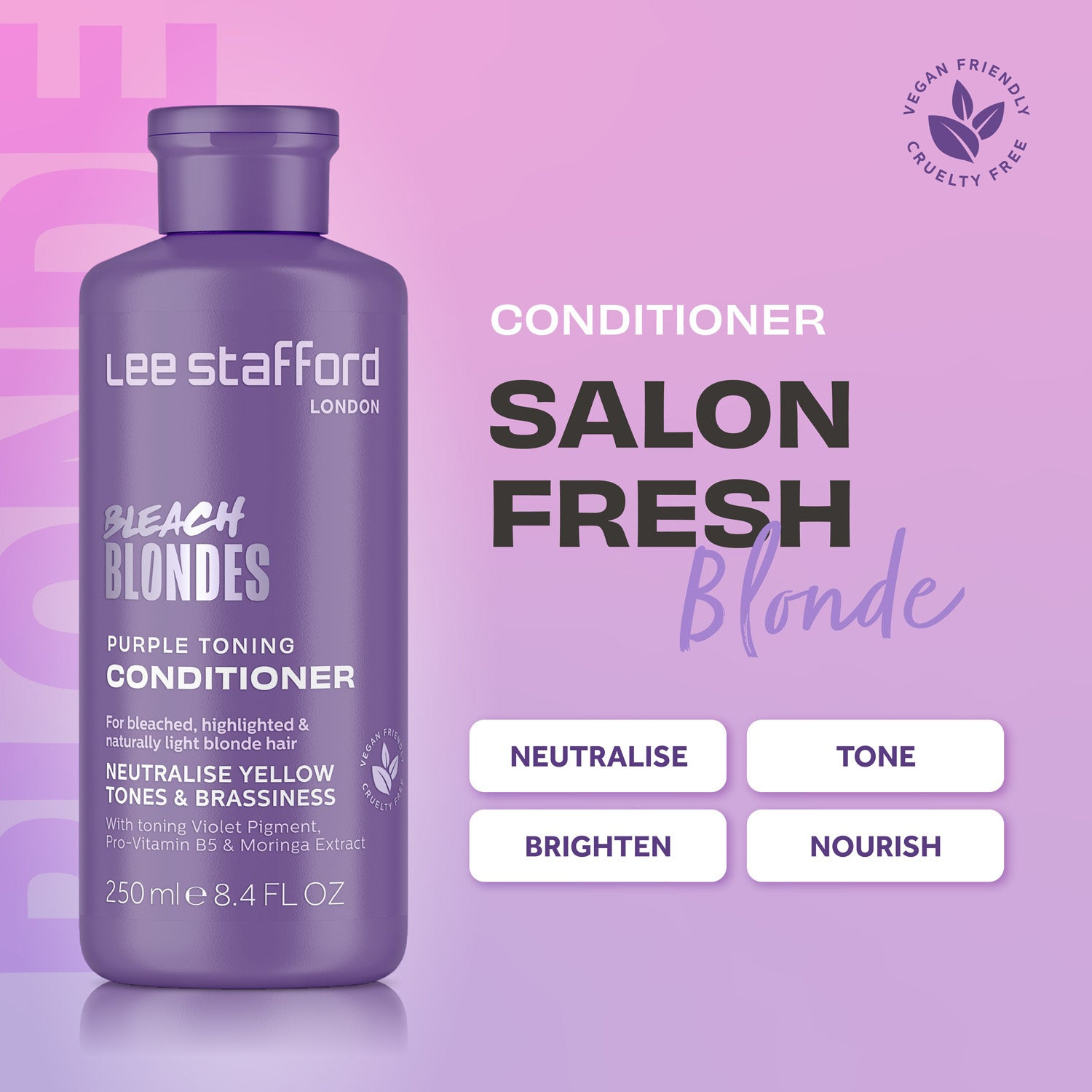 Тонуючий фіолетовий кондиціонер для освітленого волосся Lee Stafford Bleach Blondes Purple Toning Conditioner