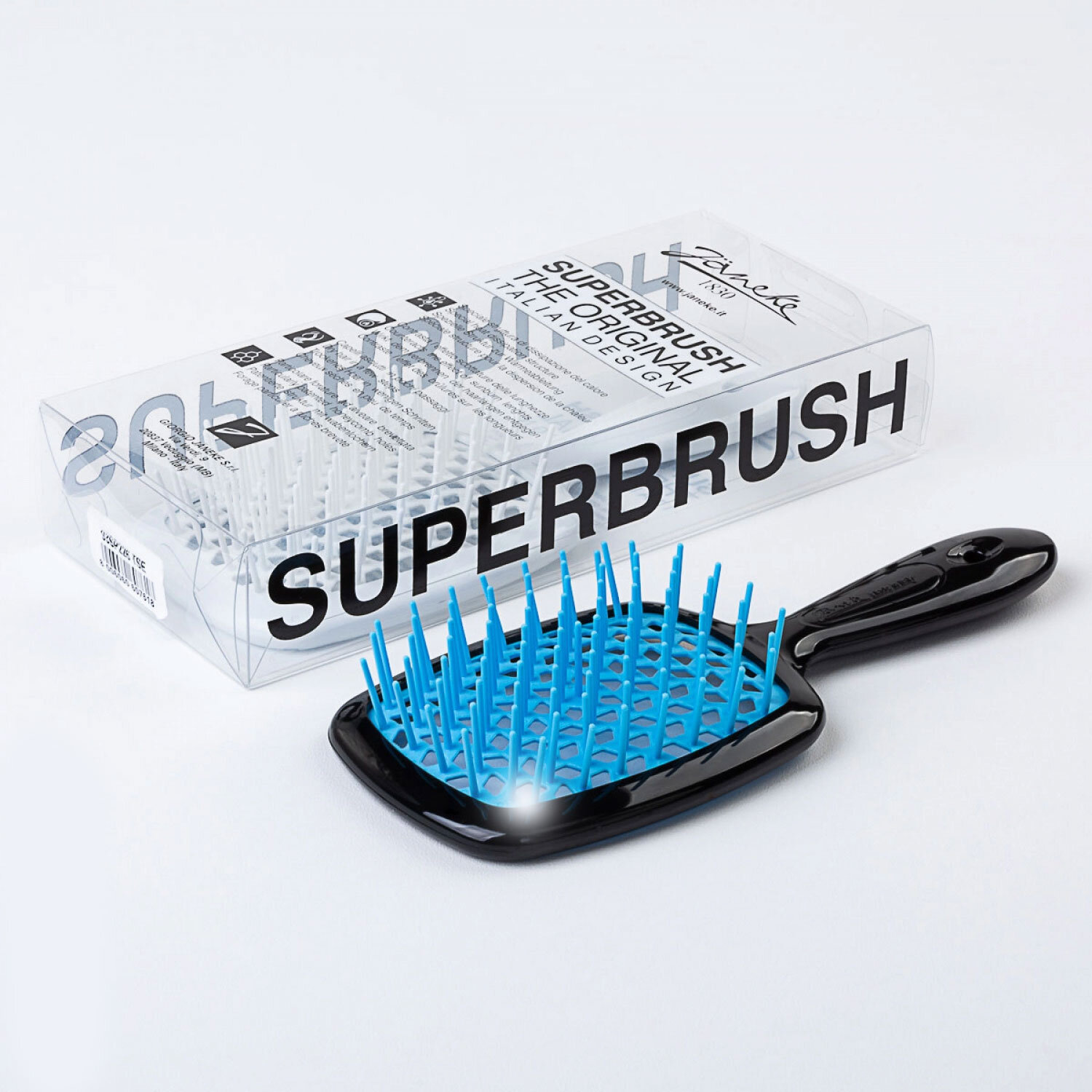Janeke Superbrush Standart Black & Blue Гребінець чорний з блакитним
