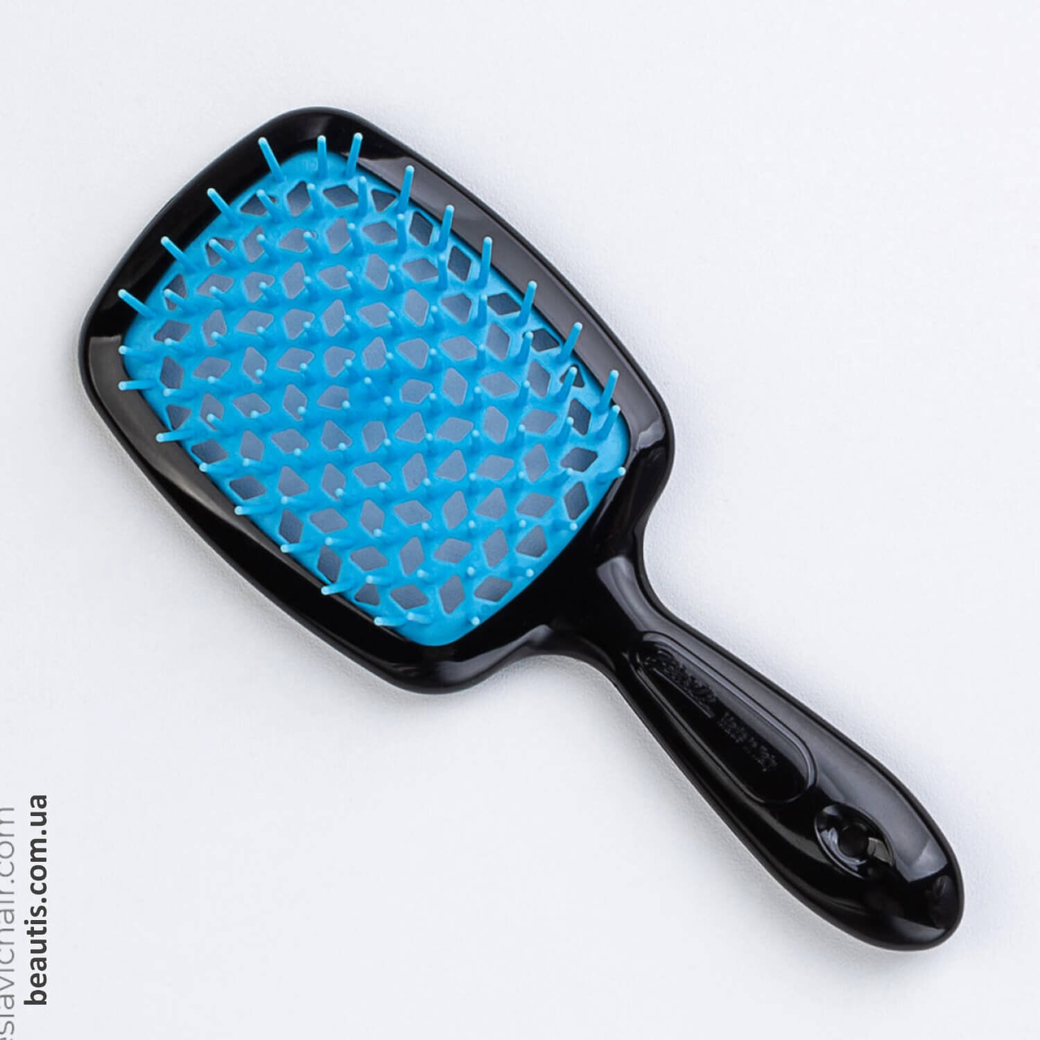 Гребінець чорний з блакитним Janeke Superbrush Standart Black & Blue