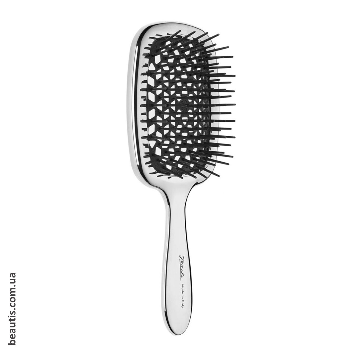 Гребінець хромований з чорним Janeke Superbrush Standart Сhrome Black