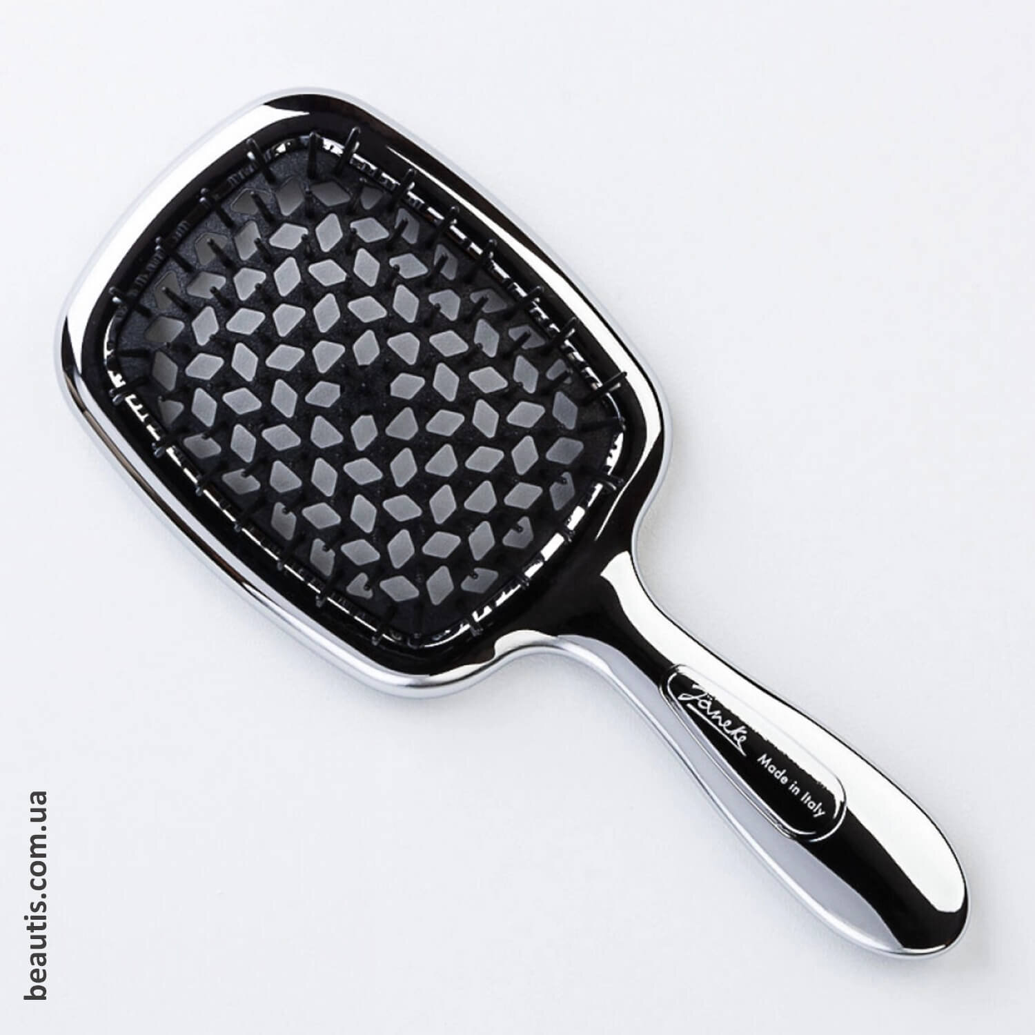 Гребінець хромований з чорним Janeke Superbrush Standart Сhrome Black