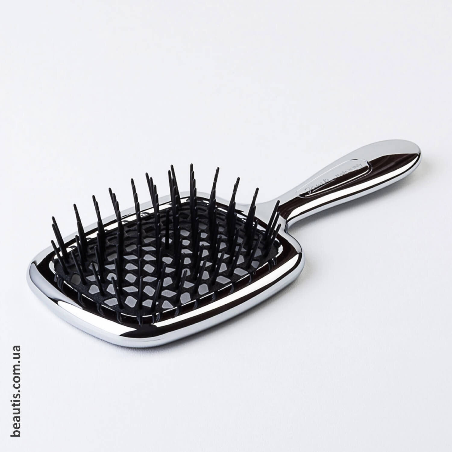 Гребінець хромований з чорним Janeke Superbrush Standart Сhrome Black