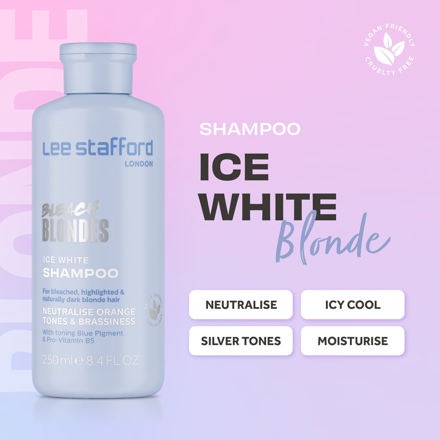 Шампунь для волосся з синім пігментом Lee Stafford Bleach Blondes Ice White Toning Shampoo