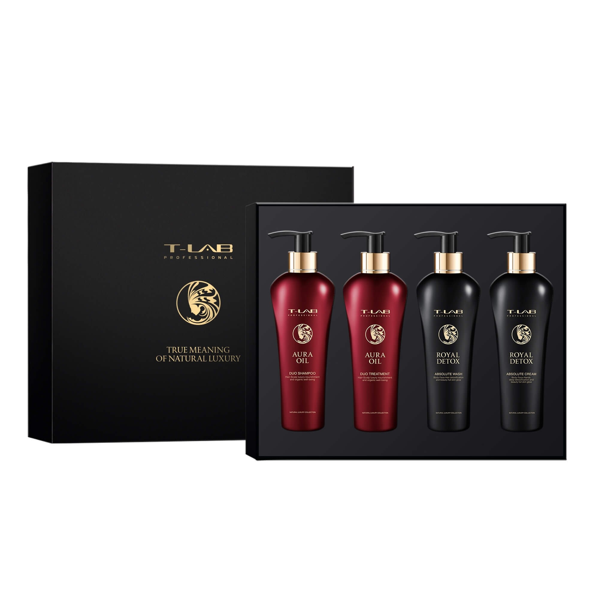 T-Lab Royal Detox + Aura Oil Love Set - Набор для восстановления поврежденных волос и детоксикации кожи