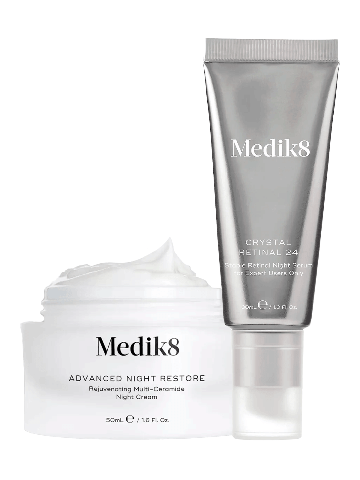 Medik8 Crystal Retinal 24 + Advanced Night Restore - Мощный ночной дуэт для более гладкой, упругой и сияющей кожи.