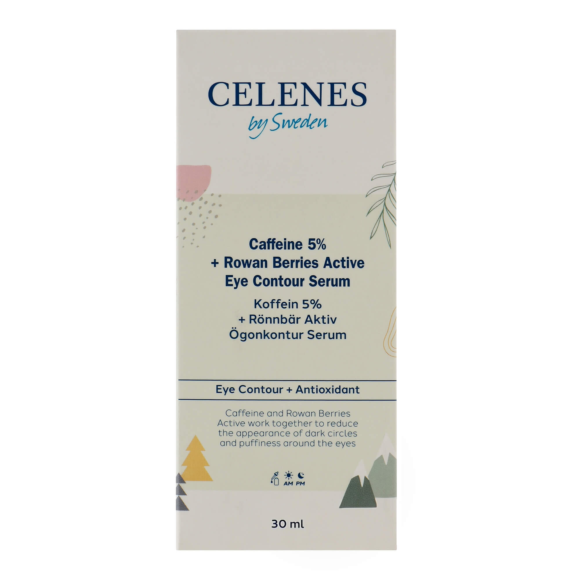 Сироватка від набряків для зони навколо очей Celenes Caffeine 5% + Rowan Berries Active Eye Contour Serum