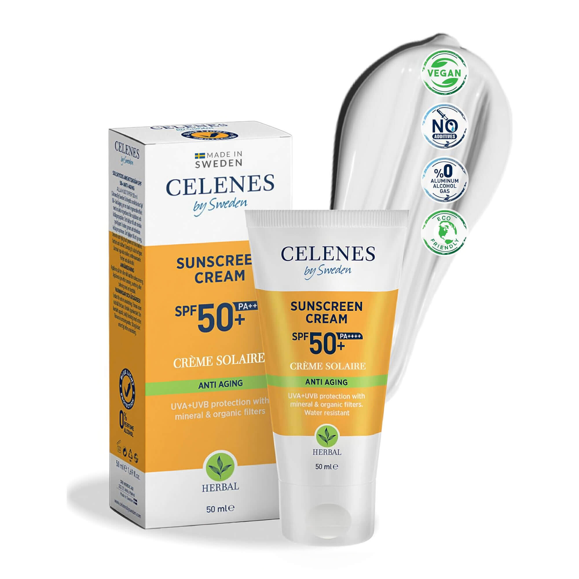 Сонцезахисний крем проти старіння Celenes Sunscreen Cream SPF 50+ Anti Aging