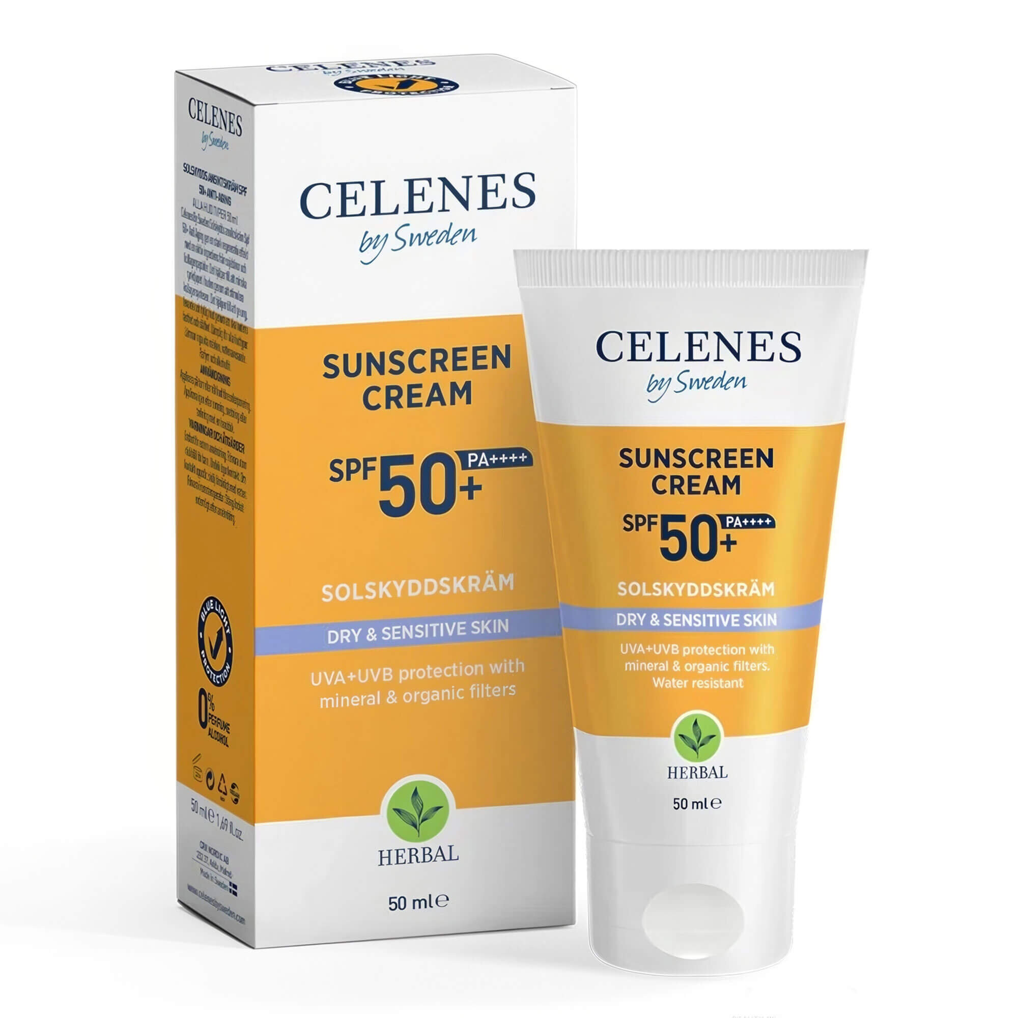 Сонцезахисний крем для сухої та чутливої шкіри Celenes Sunscreen Cream SPF 50+ Dry and Sensitive