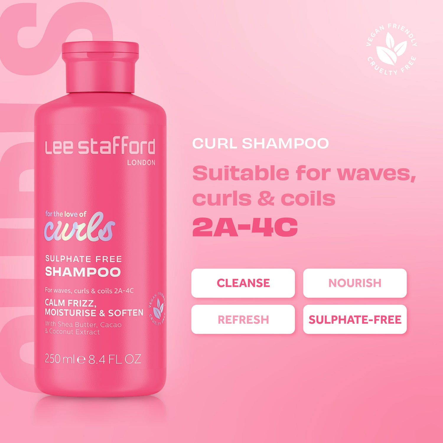Безсульфатний шампунь для кучерявого волосся Lee Stafford For The Love Of Curls Shampoo