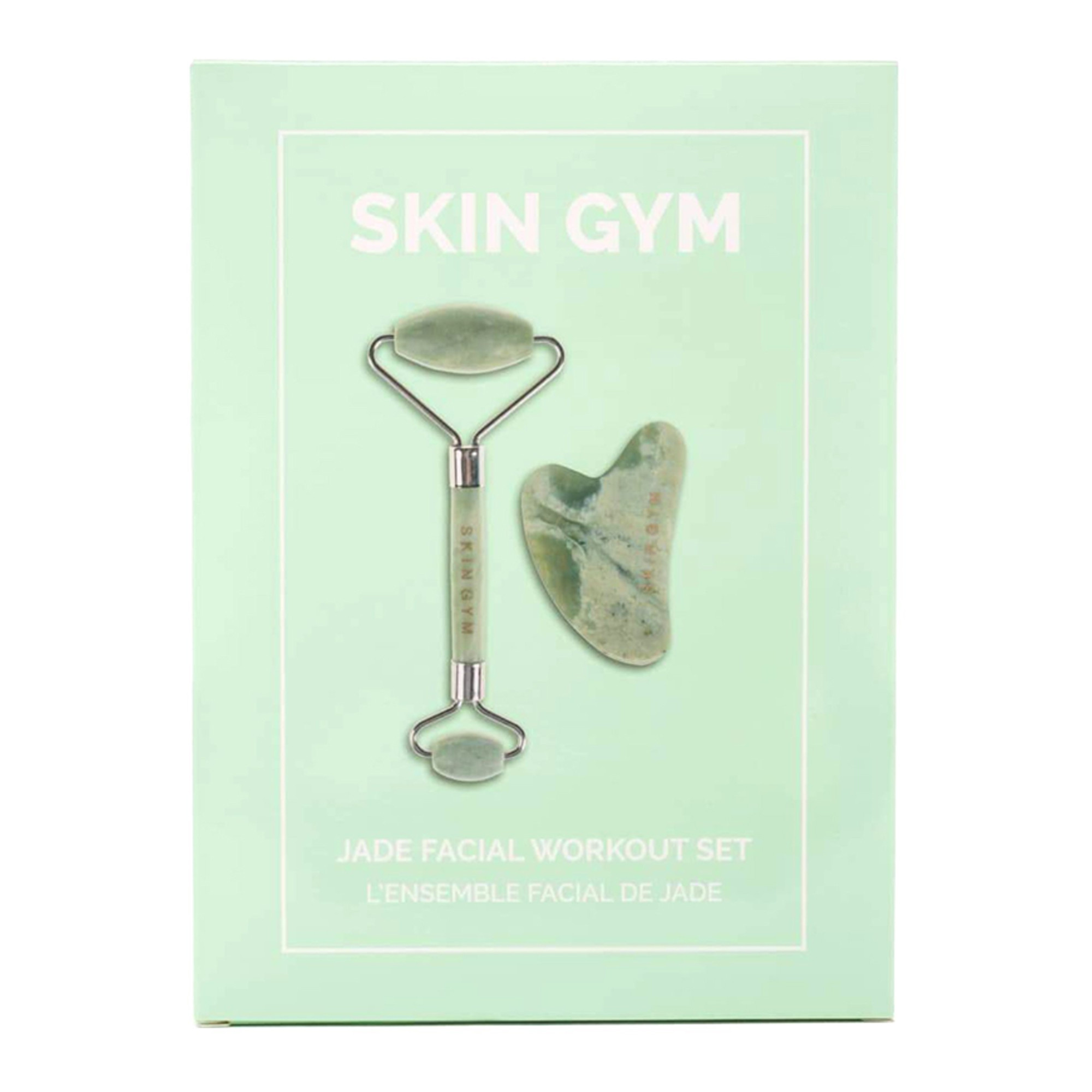 Набор из роллера и скребка гуаша из кристаллов нефрита Skin Gym Jade Workout Set
