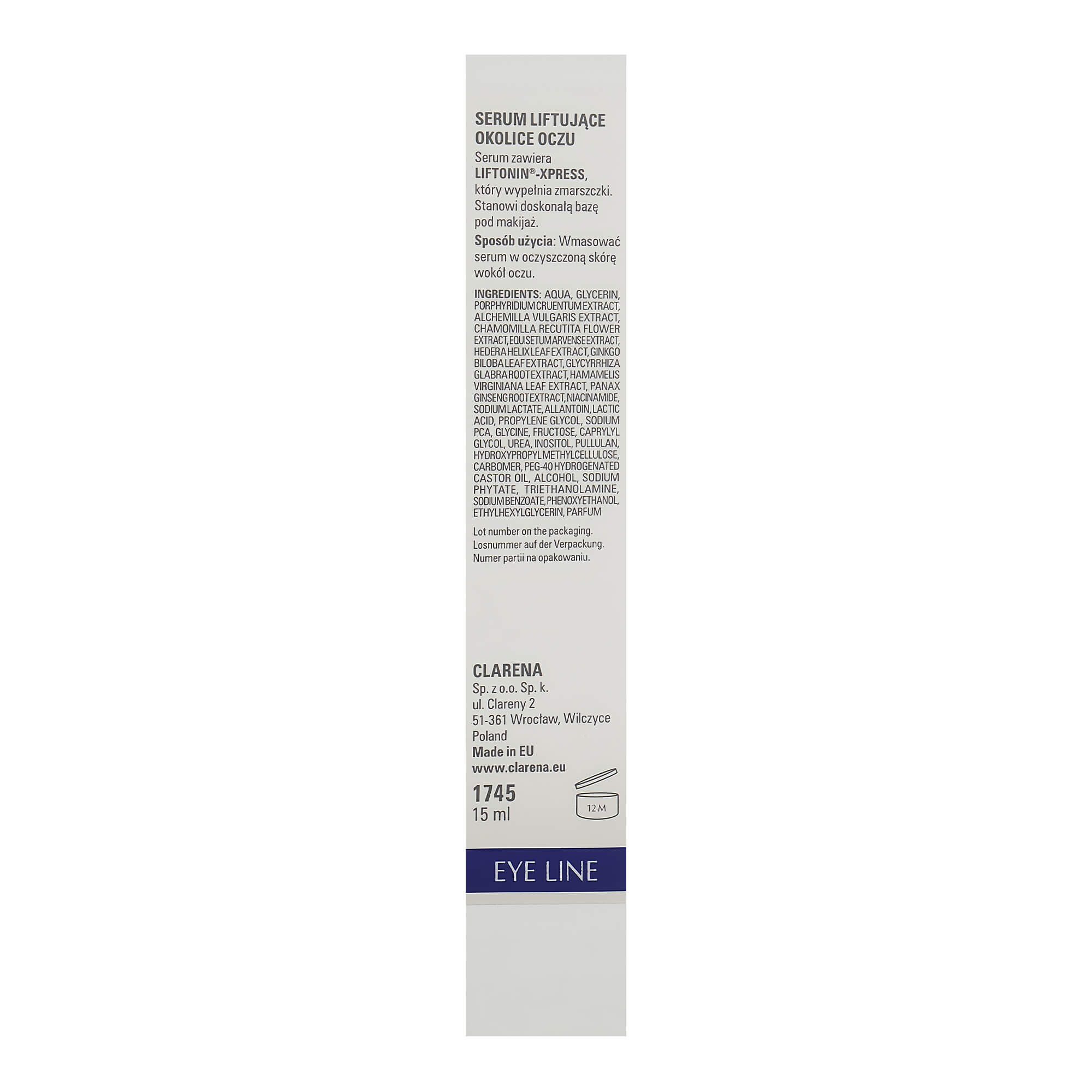 Интенсивно лифтингирующая сыворотка для зоны вокруг глаз Clarena Eye Line Super Lift Eye Roll-On