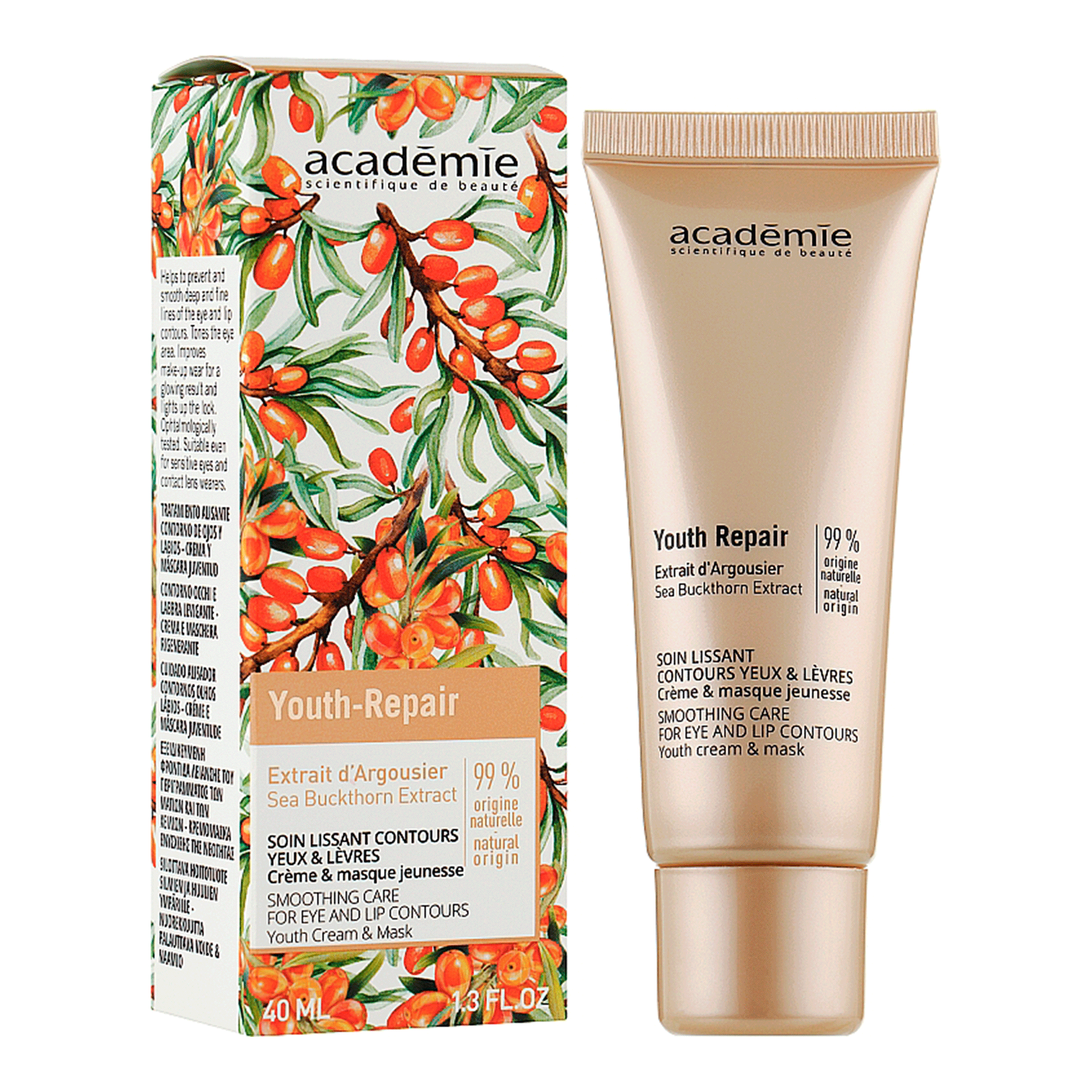 Academie Омолоджувальна крем-маска для очей та губ з екстрактом обліпихи