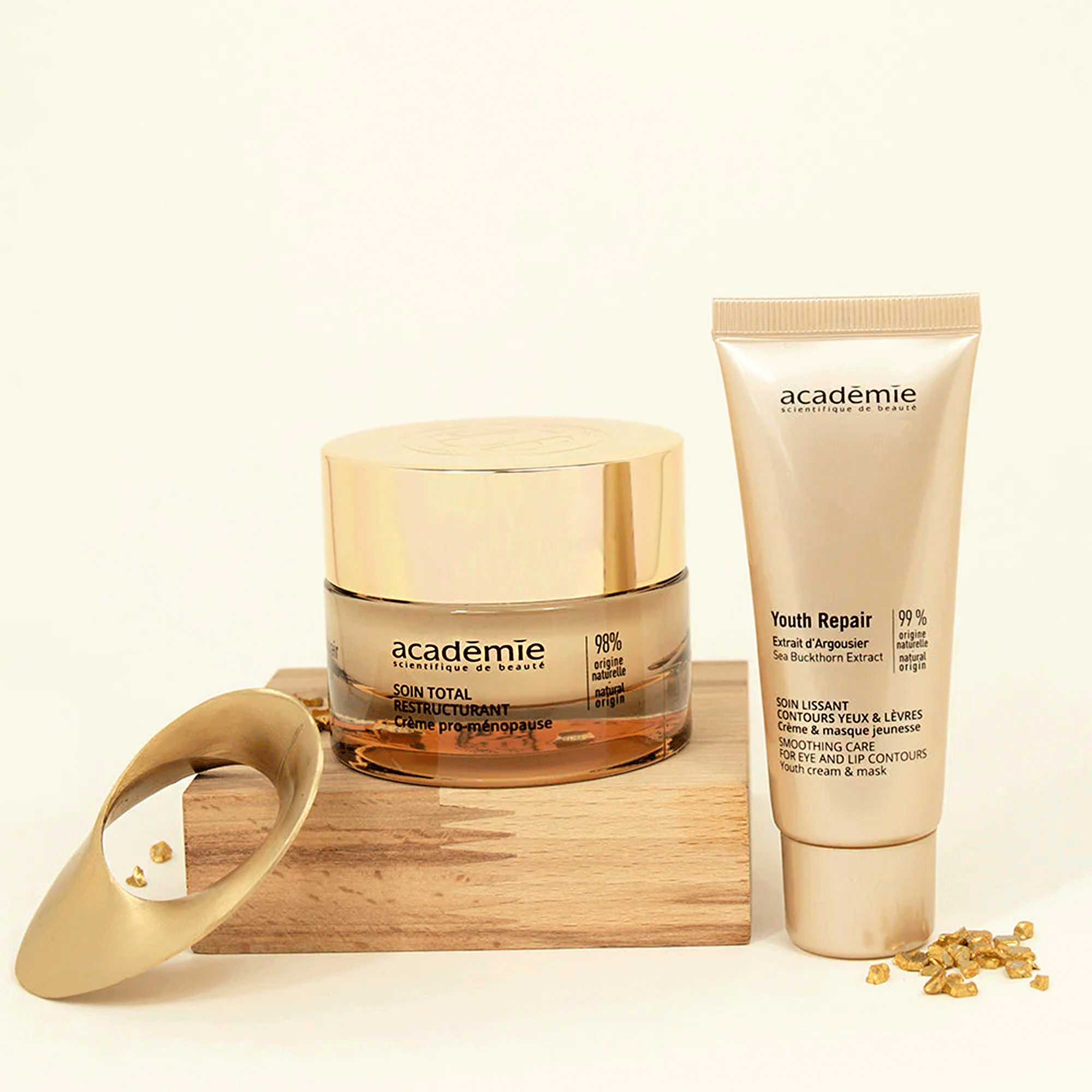 Омолоджувальна крем-маска для очей та губ з екстрактом обліпихи Academie Youth Repair Smoothing Care Eye & Lip Youth Cream & Mask