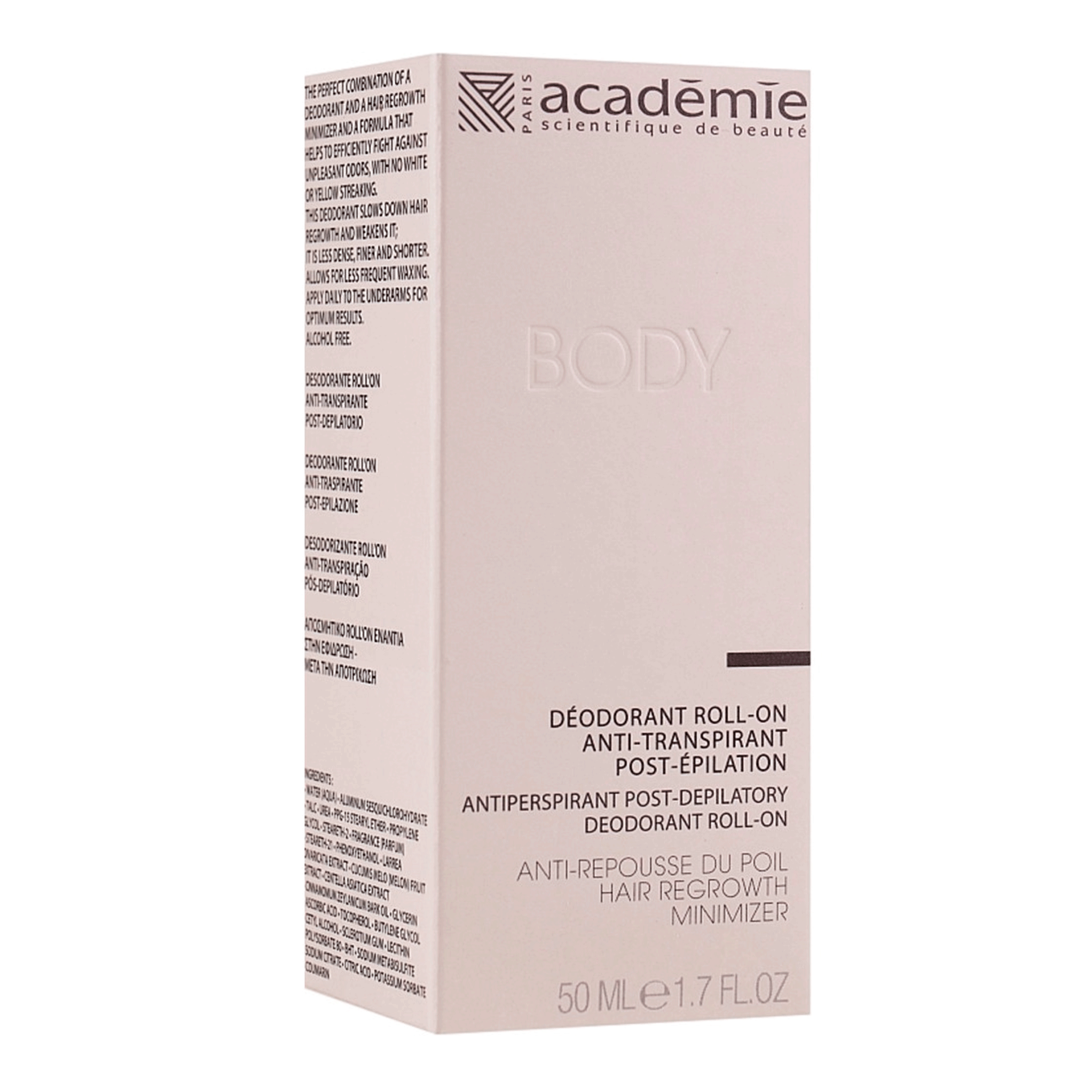 Дезодорант антиперспирант после эпиляции Academie Antiperspirant Post-Depilatory Deodorant Roll-On