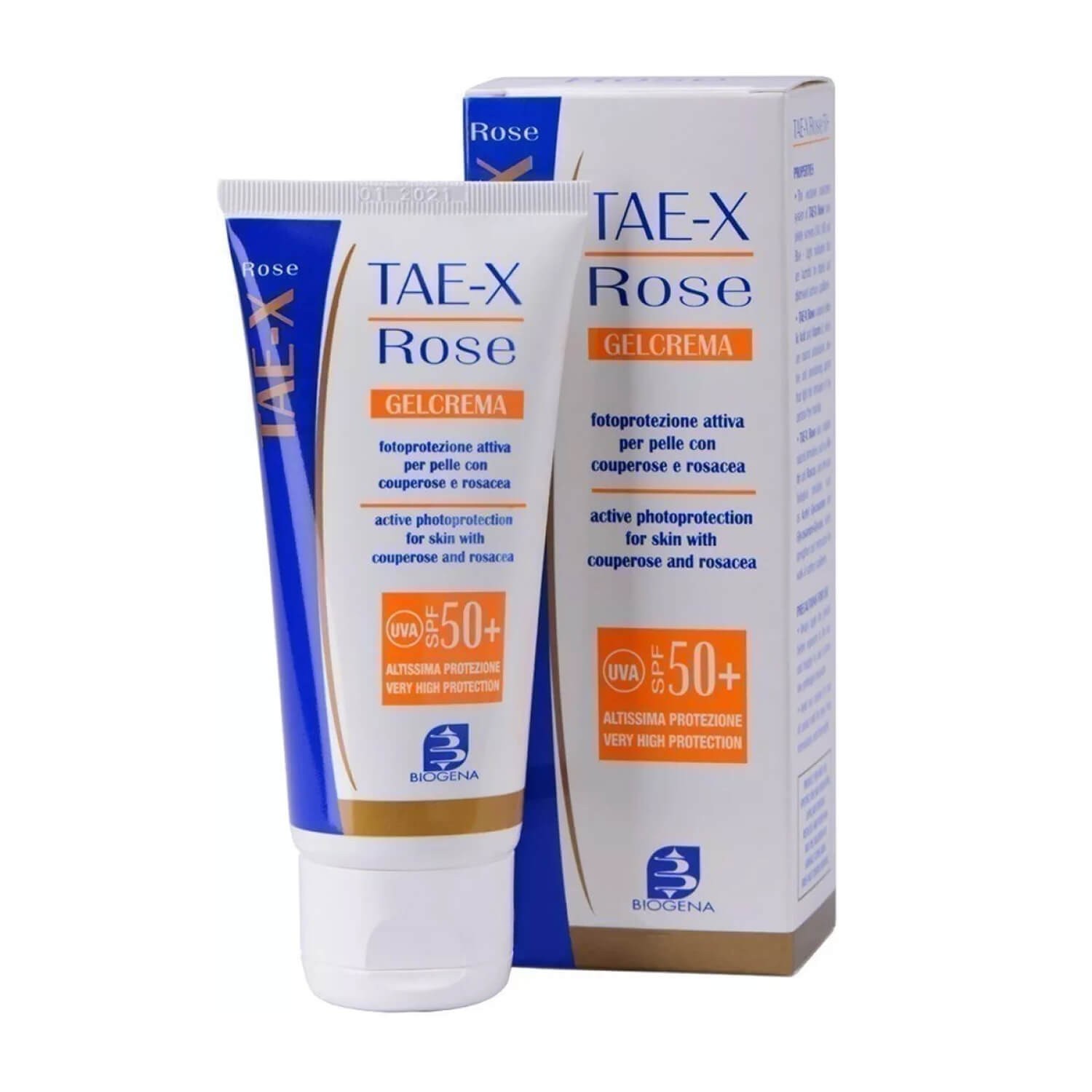 Сонцезахисний крем при гіперчутливій шкірі, при куперозі та розацеа Biogena Tae X Rose 50+