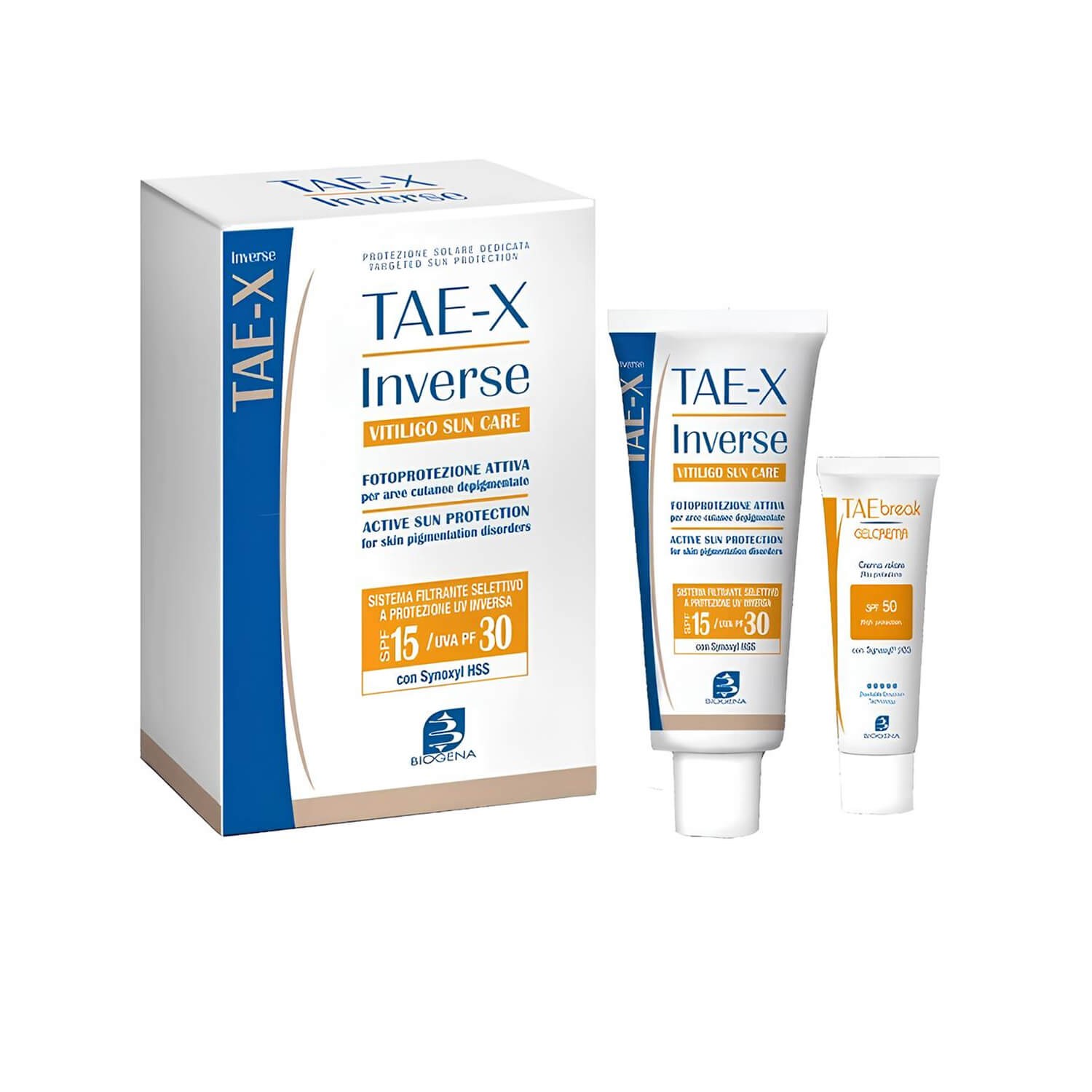 Сонцезахисний набір для депігментованих ділянок шкіри Biogena Tae-X Inverse