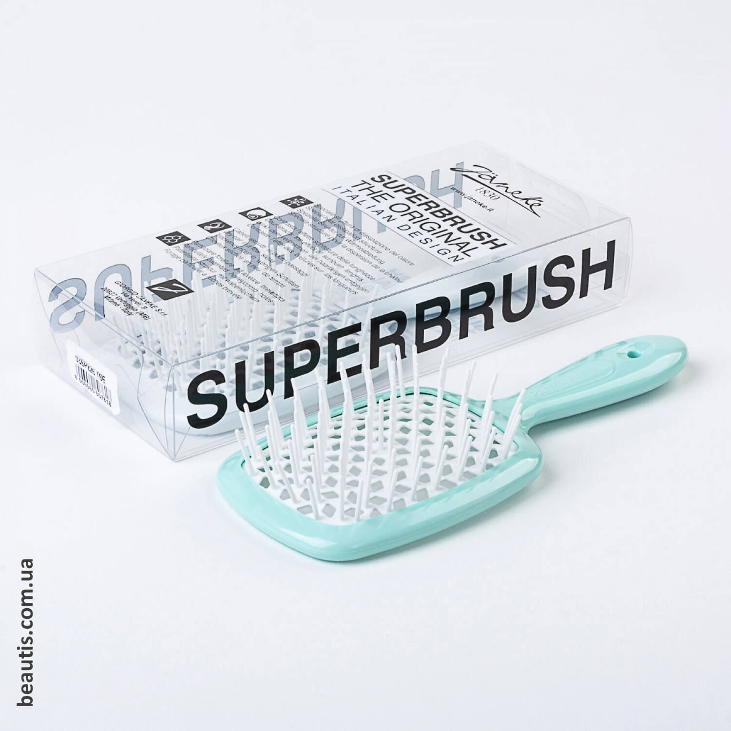 Гребінець блакитний з білим Janeke Superbrush Standart Tiffany