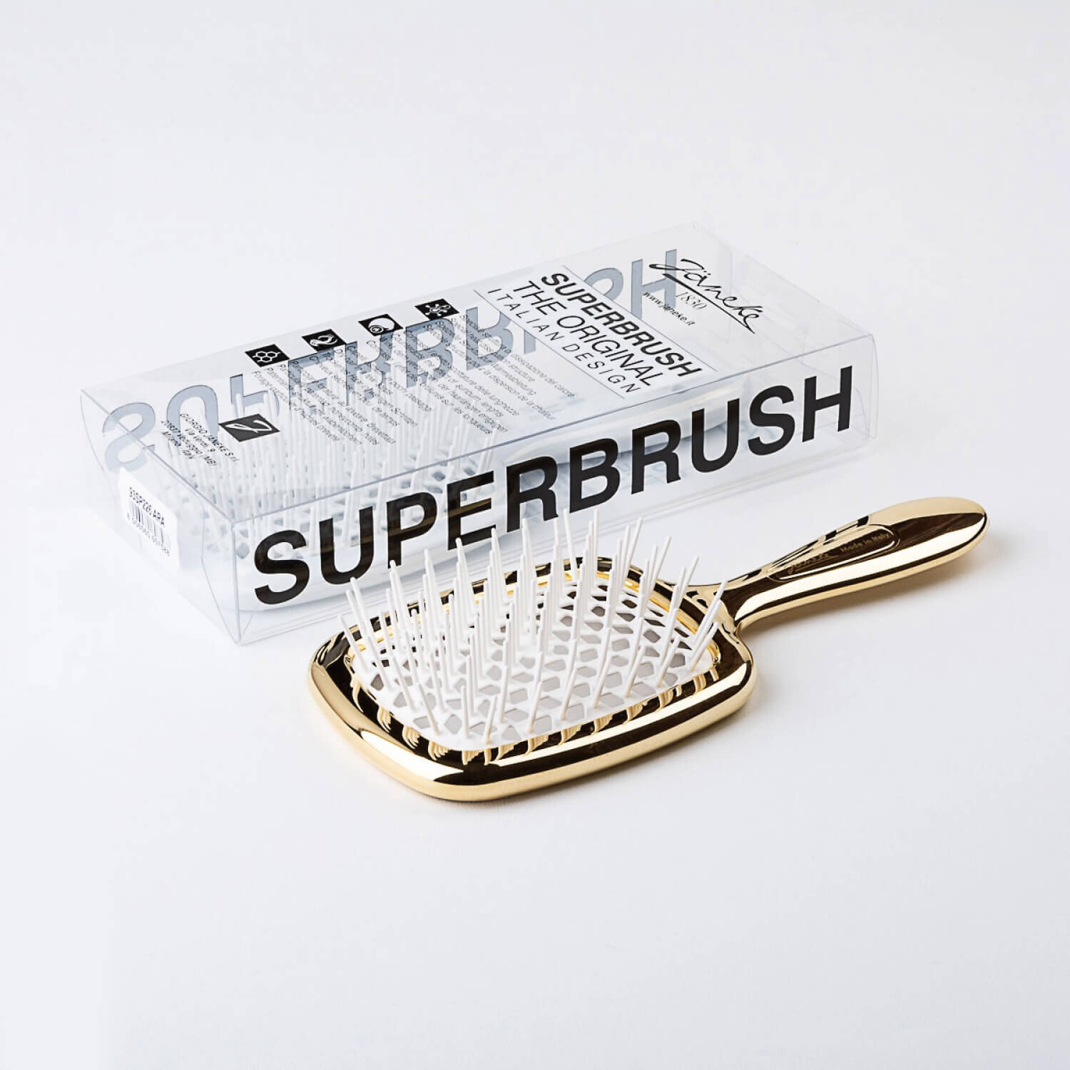 Janeke Superbrush Standart Gold with White Гребінець золотий з білим