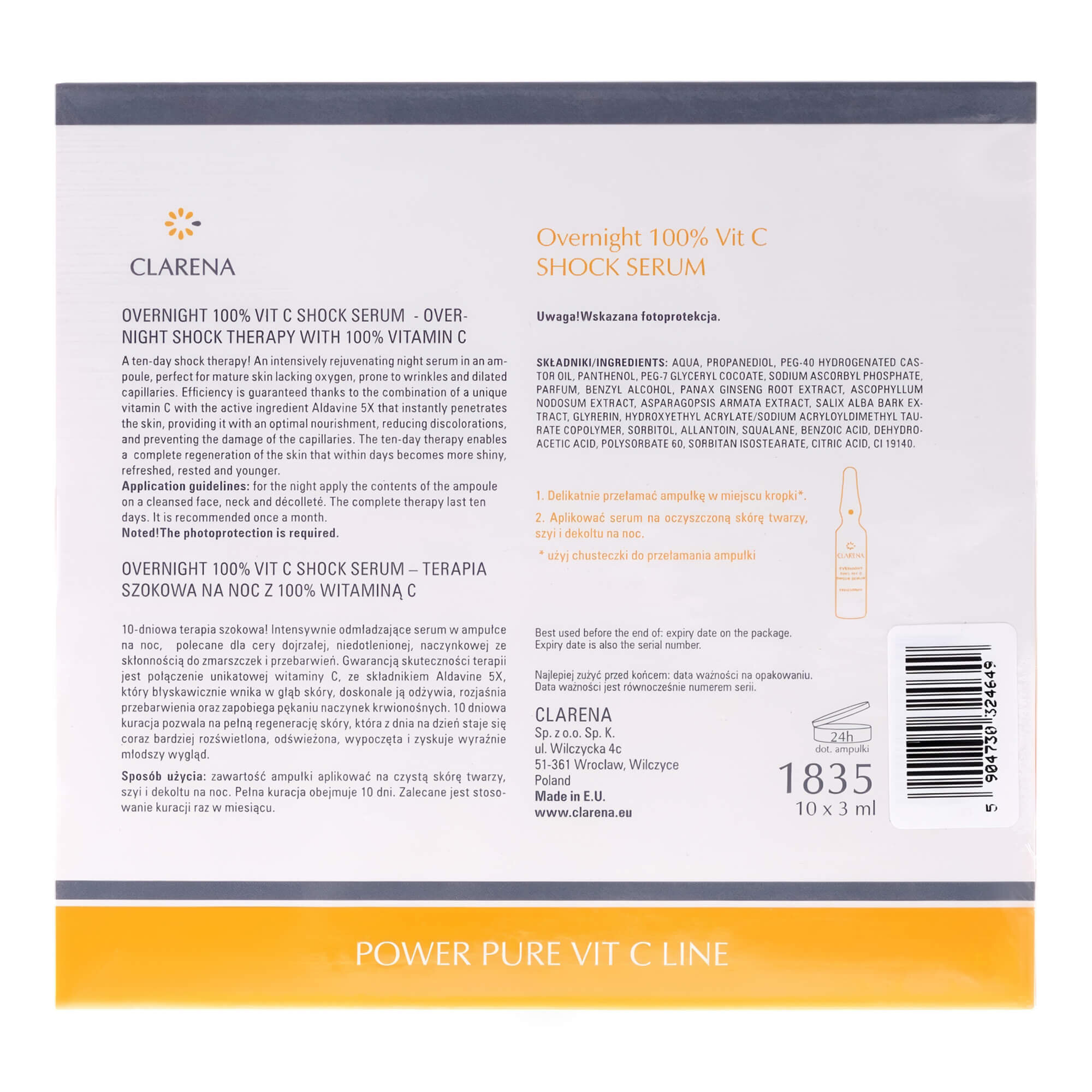 Ночная сыворотка Clarena Overnight 100 % Vit C Shock Serum