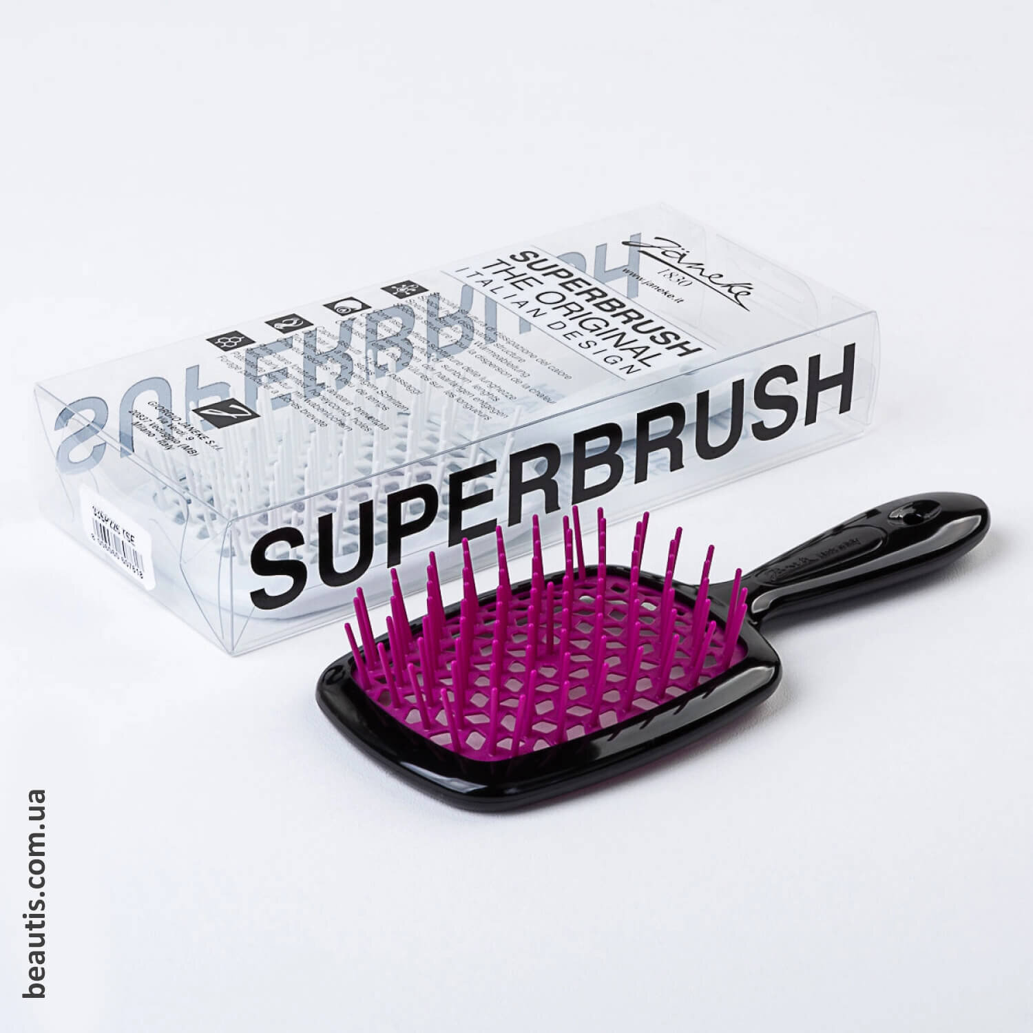 Расческа Janeke Superbrush Standart Black Fuchsia (черный-фуксия)