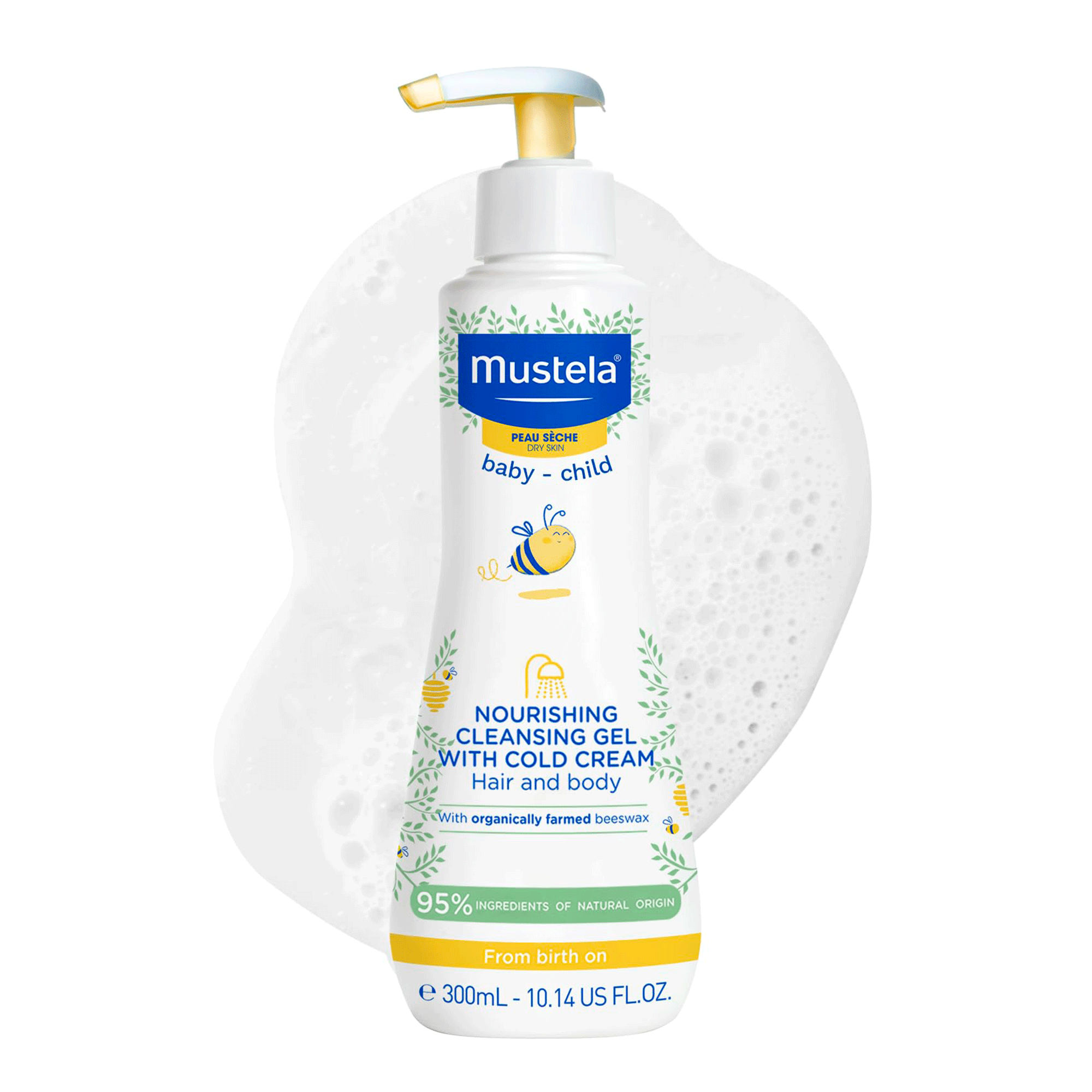 Гипоаллергенный гель для душа с колд-кремом Mustela Nourishing Cleansing Gel with Cold Cream and Beeswax