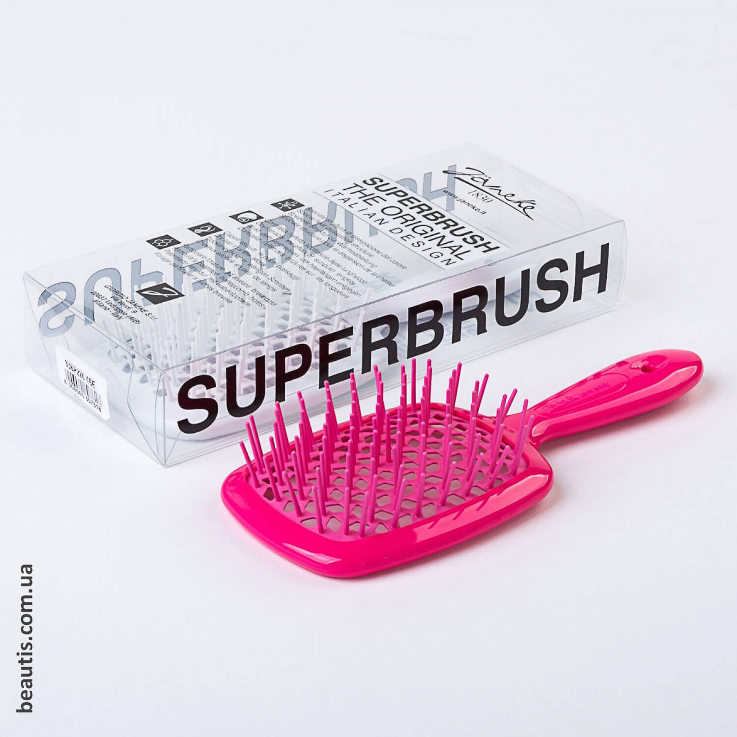 Гребінець рожевий неон Janeke Superbrush Standart Pink Neon