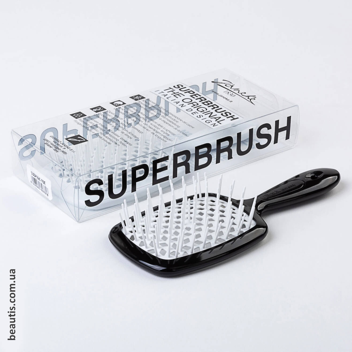 Расческа черная с белым Janeke Superbrush Black & White