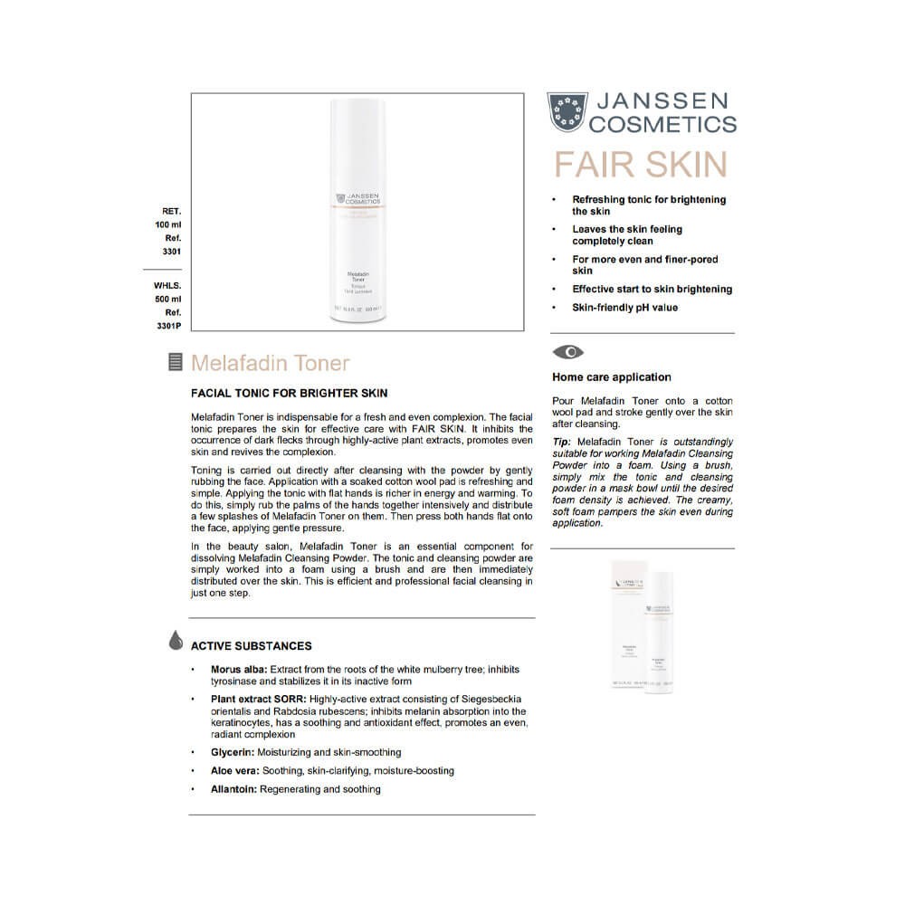 Освітлювальний тонік Janssen Cosmetics Fair Skin Melafadin Toner