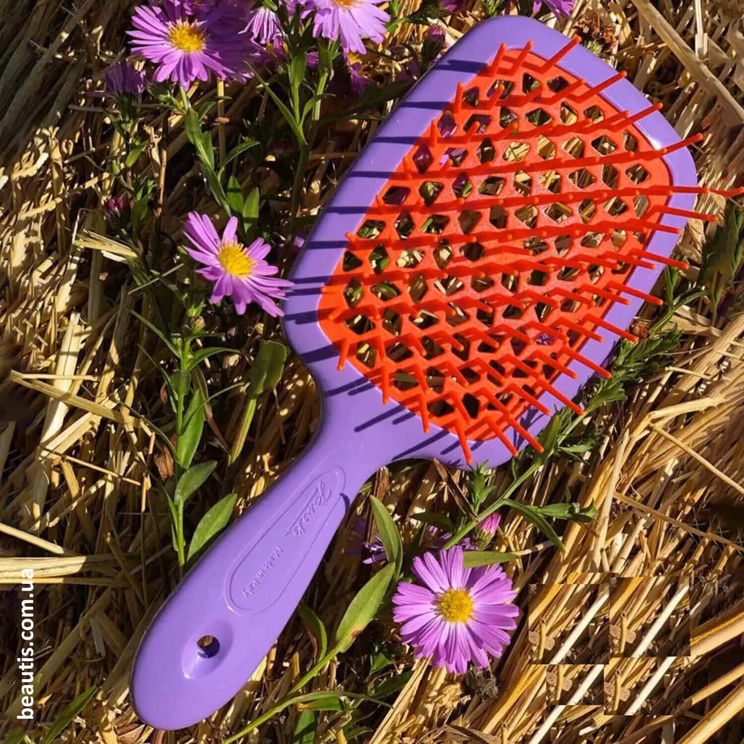 Расческа фиолетовая с коралловым Janeke Superbrush Standart Purple & Coral