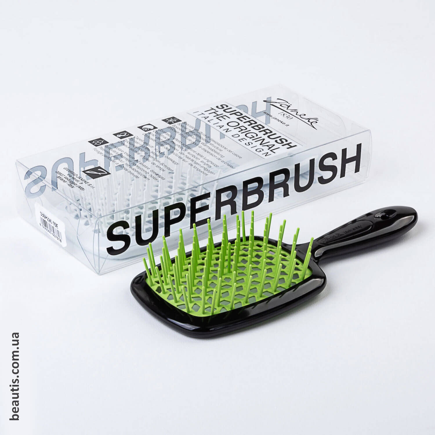 Гребінець чорний з зеленим Janeke Superbrush Standart Black Green 