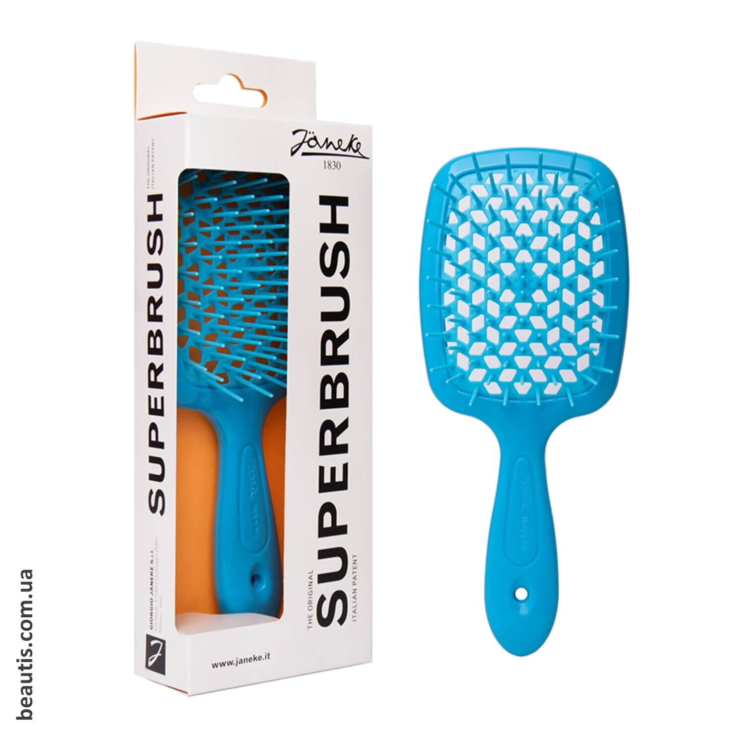 Маленькая расческа неоновый синий Janeke Superbrush Small Turchese Fluorescente