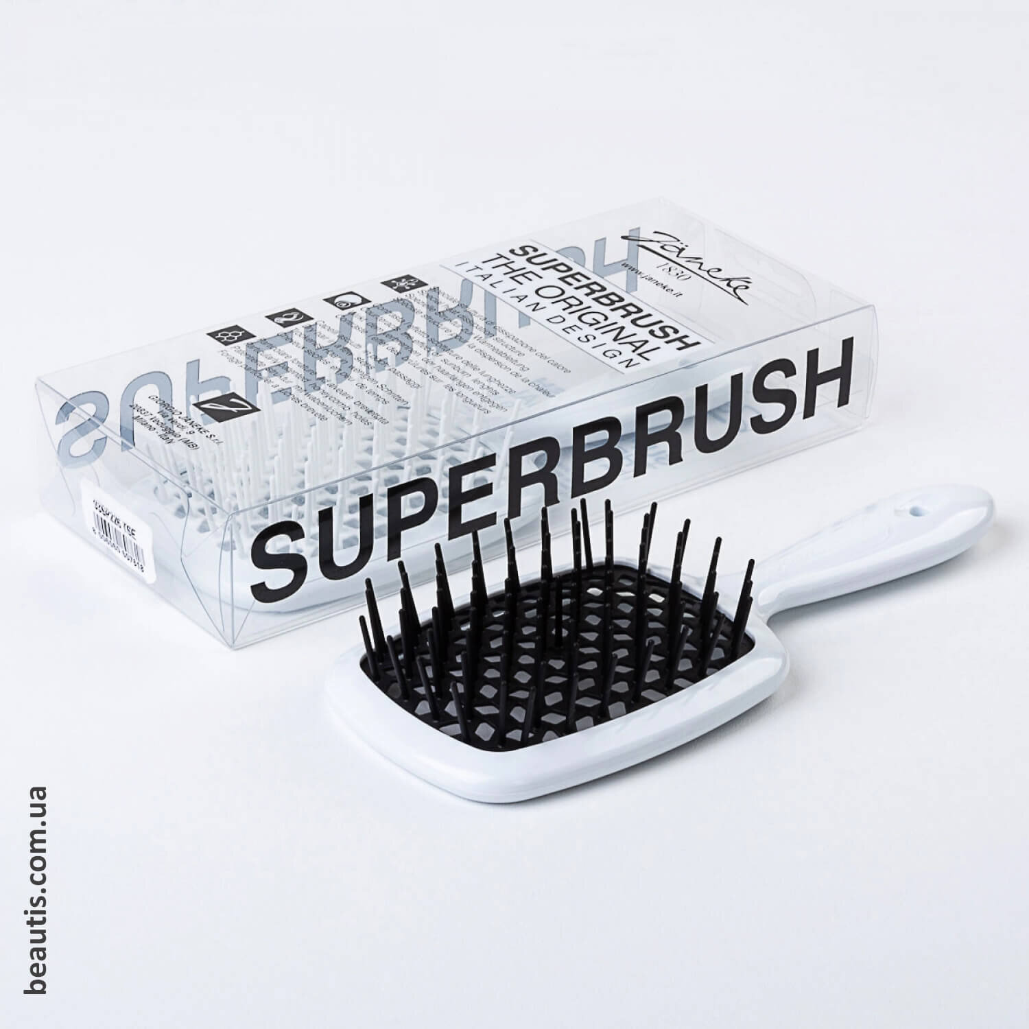 Гребінець білий з чорним Janeke Superbrush Standart White & Black
