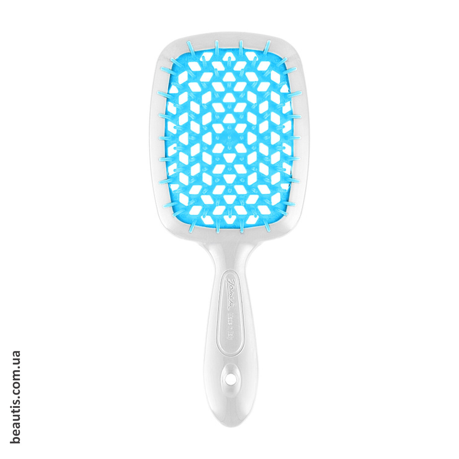 Гребінець білий з блакитним Janeke Superbrush Standart White & Blue