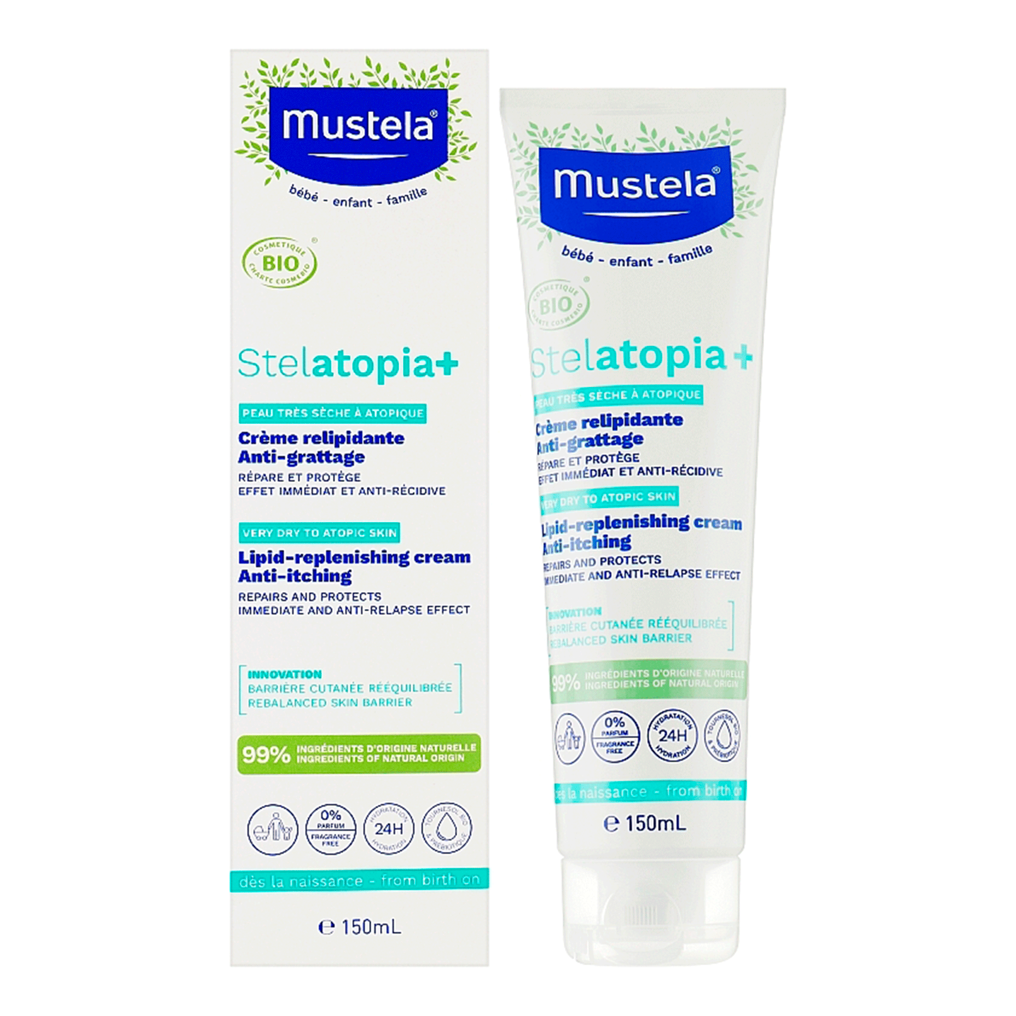Смягчающий крем для сухой и атопической кожи Mustela Stelatopia+ Lipid Replenishing Cream