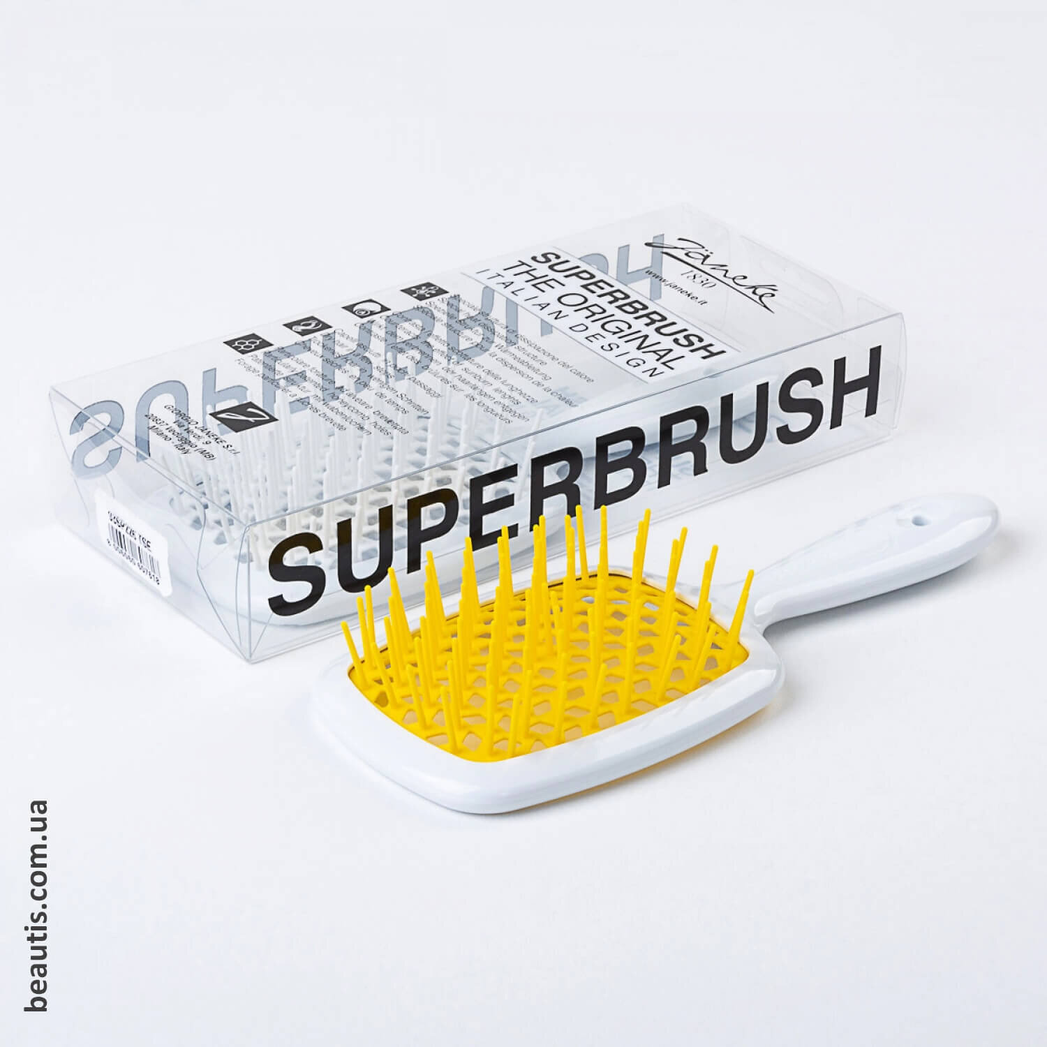 Гребінець білий з жовтим Janeke Superbrush Standart White & Yellow