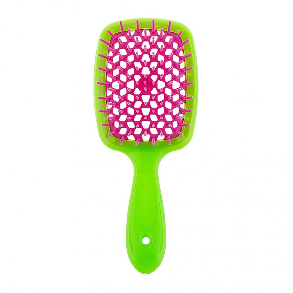 Гребінець салатовий з рожевим Janeke 1830 Superbrush Standart Gree Fuxia