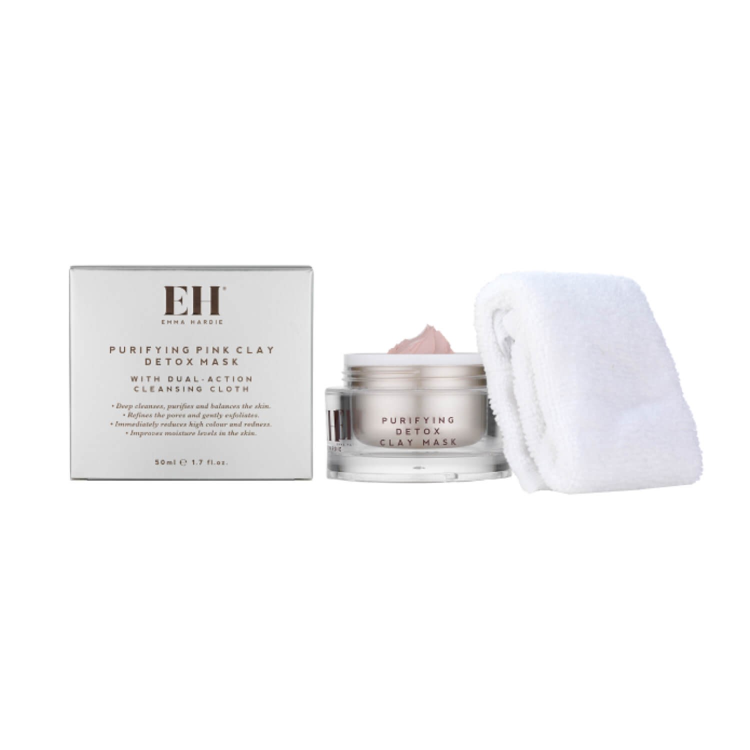 Маска для лица с розовой глиной с полотенцем Emma Hardie Purifying Pink Clay Detox Mask with cloth
