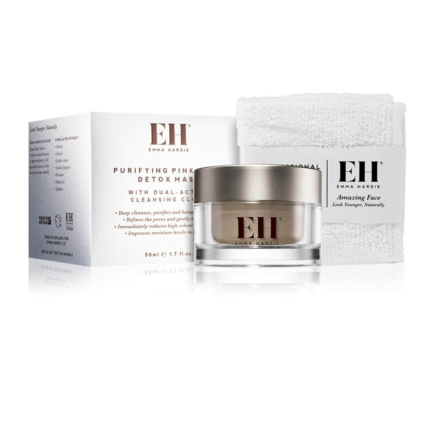 Маска для лица с розовой глиной с полотенцем Emma Hardie Purifying Pink Clay Detox Mask with cloth