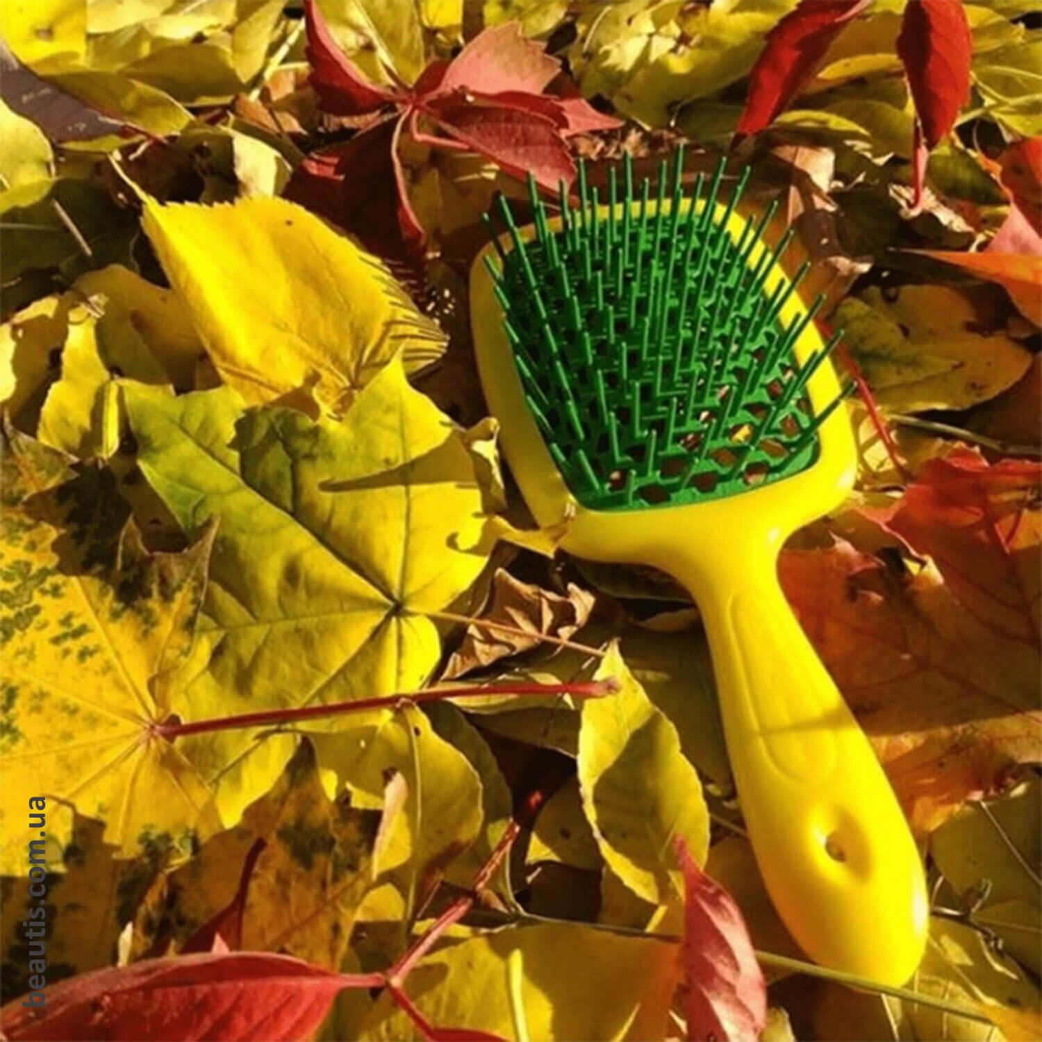 Расческа желтая с зеленым Janeke Superbrush Standart Yellow 