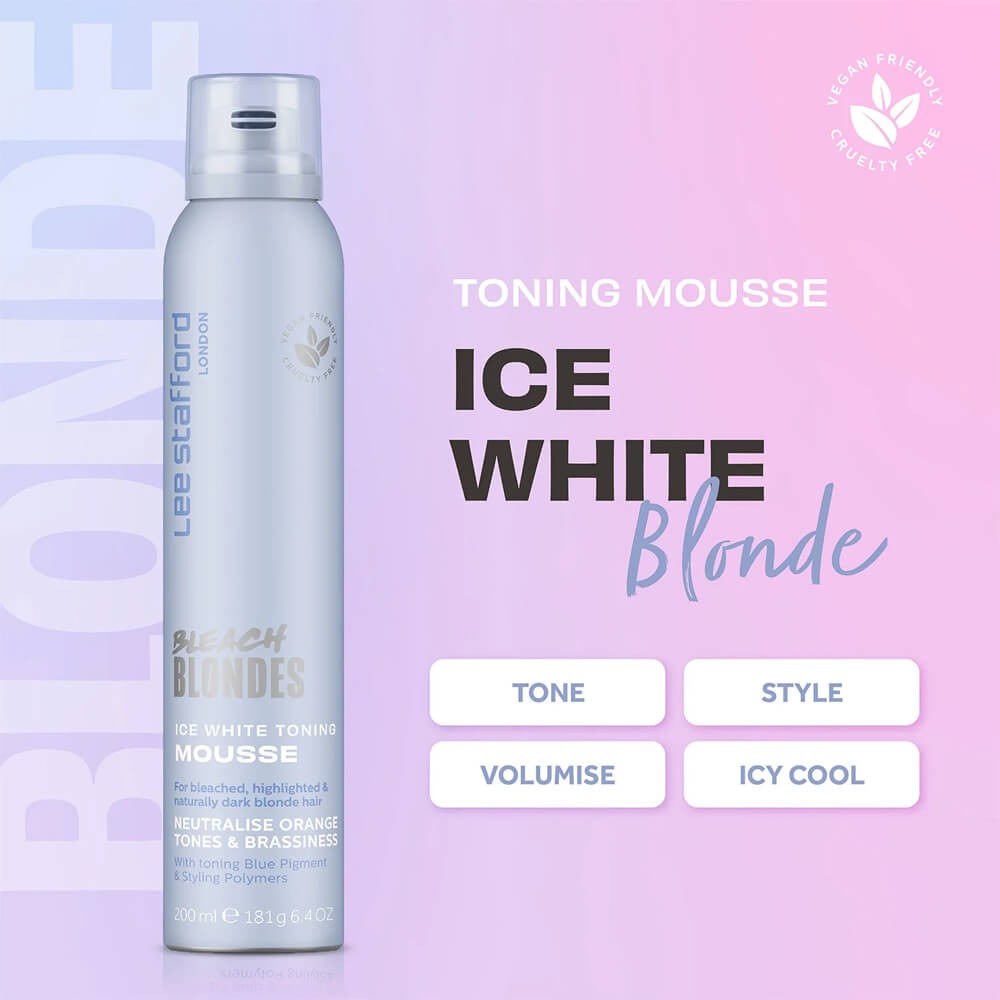 Тонирующий мусс с синим пигментом для осветленных волос Lee Stafford Bleach Blondes Ice White Toning Mousse