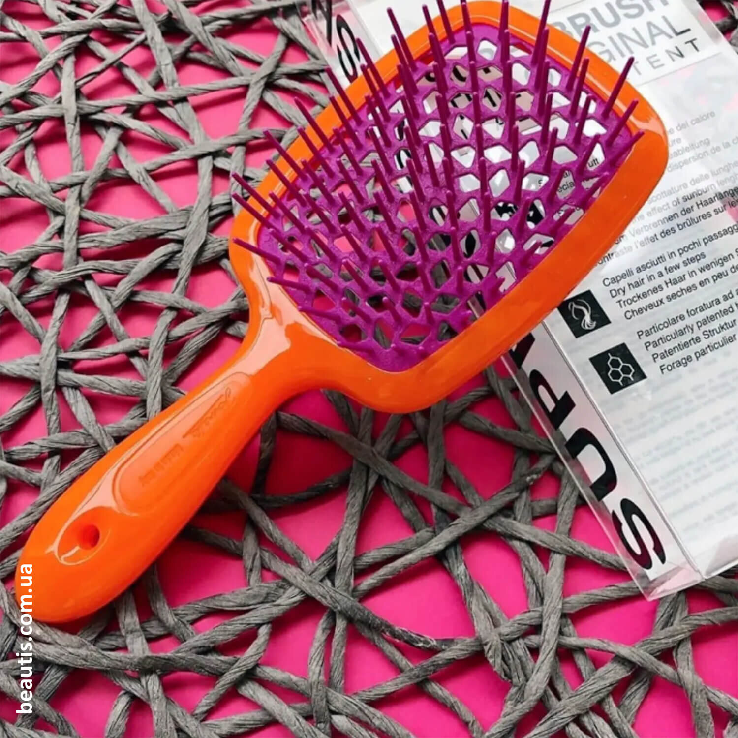 Расческа Janeke Superbrush Standart Coral Pink (кораллово-розовая)