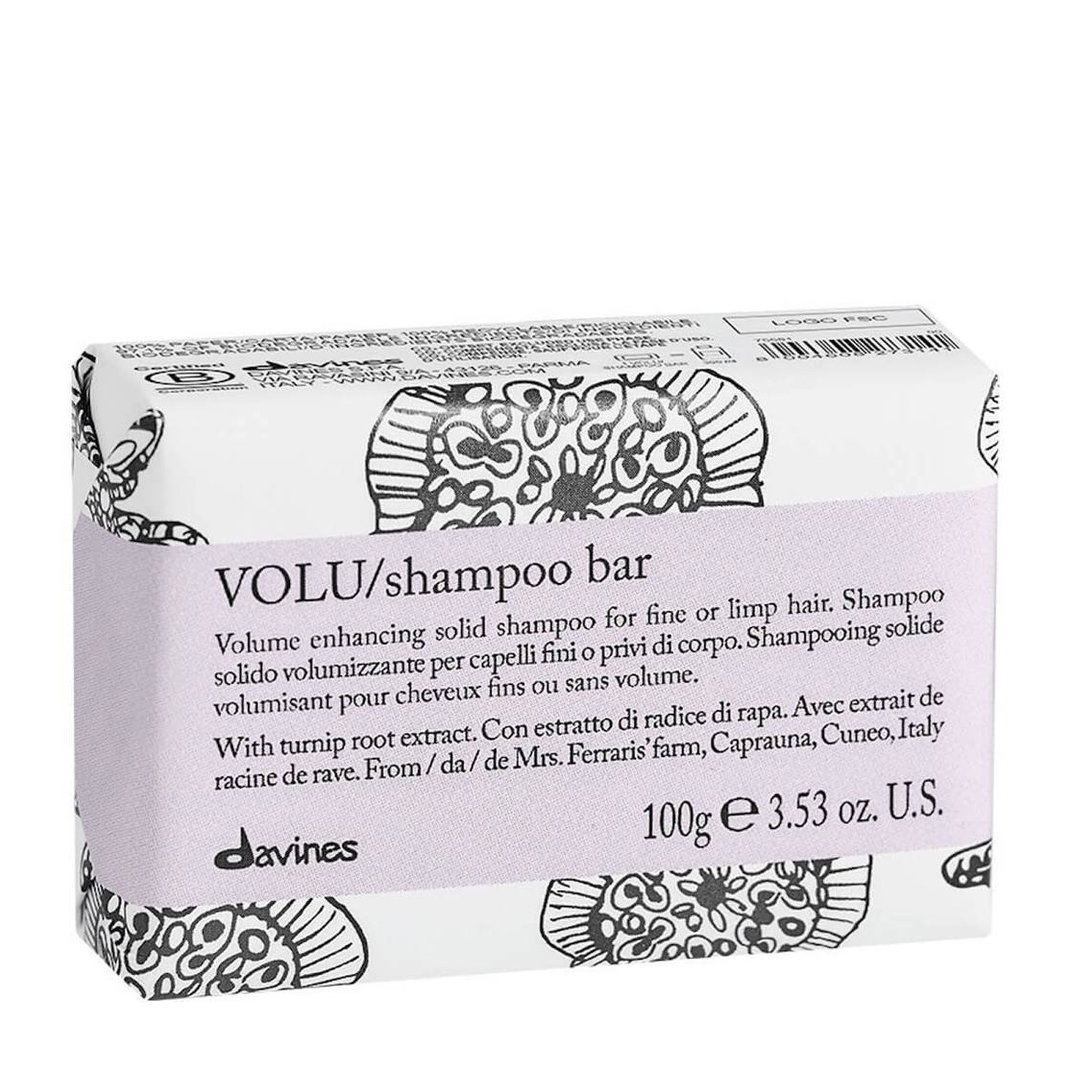 Davines VOLU Shampoo Bar - Твердий шампунь для додання обсягу тонким і ослабленим волоссю