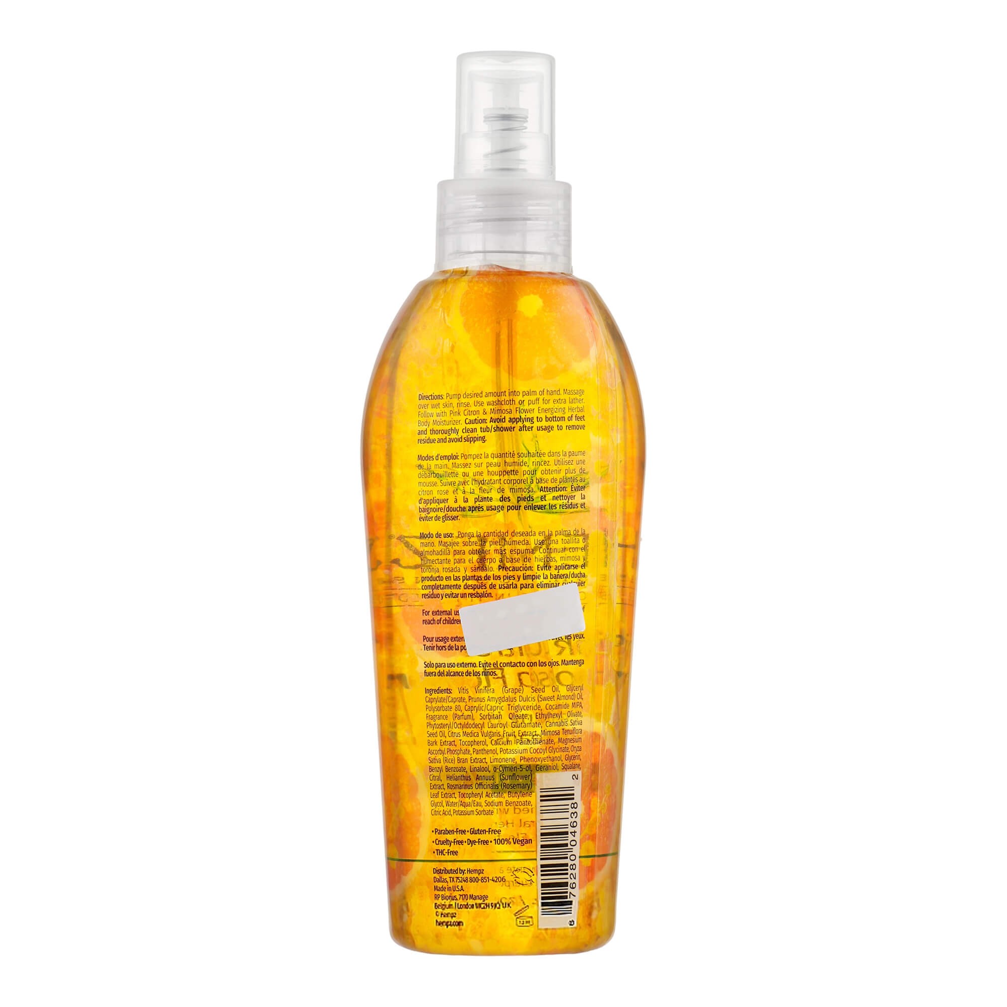 Очищающее масло для душа розовый лимон и мимоза Hempz Fresh Fusions Pink Citron & Mimosa Flower Energizing Herbal Body Cleansing Oil